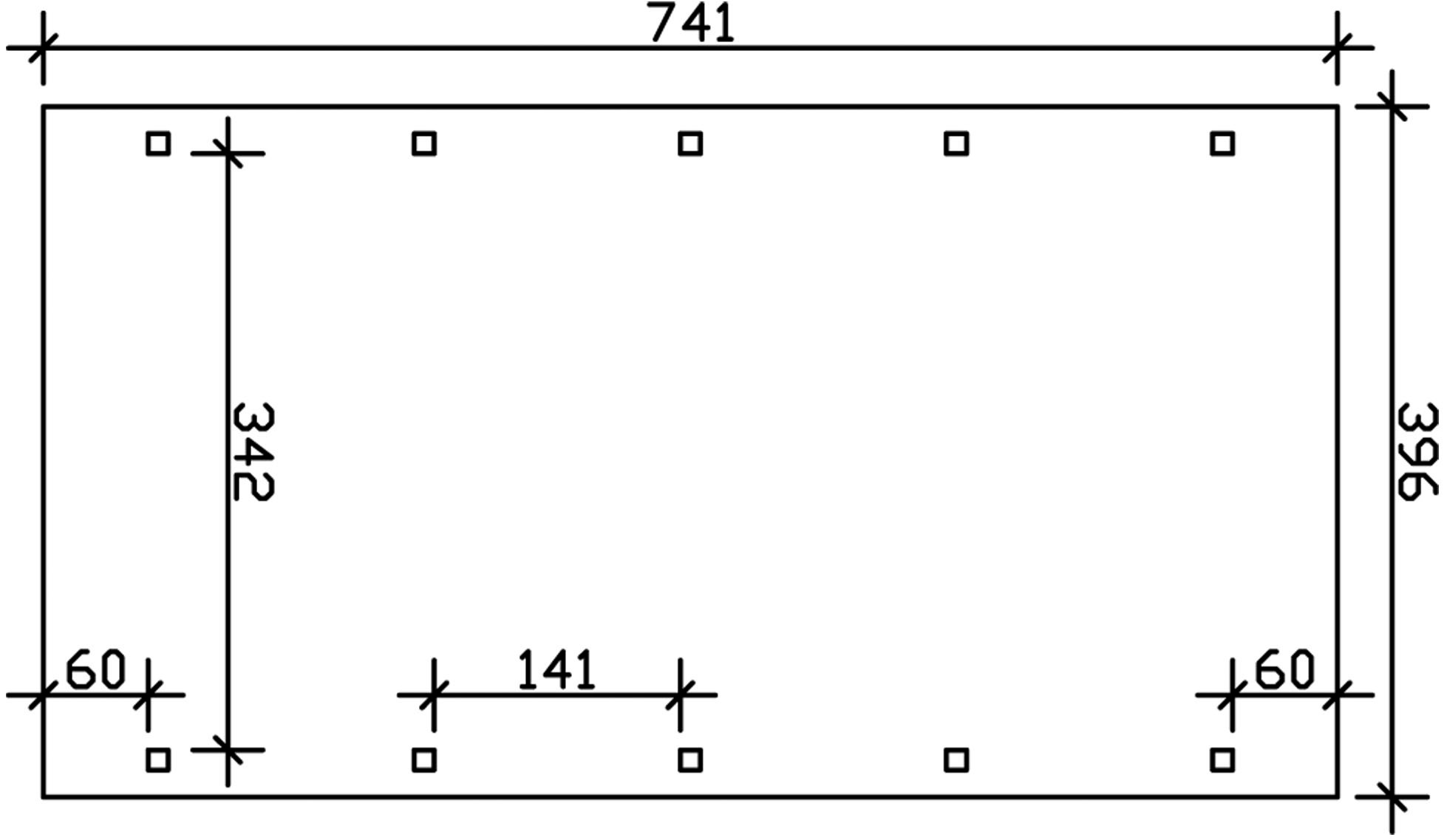 Skanholz Einzelcarport »Spreewald«, Nadelholz, 342 cm, Grün, mit Aluminiumdach, rote Blende