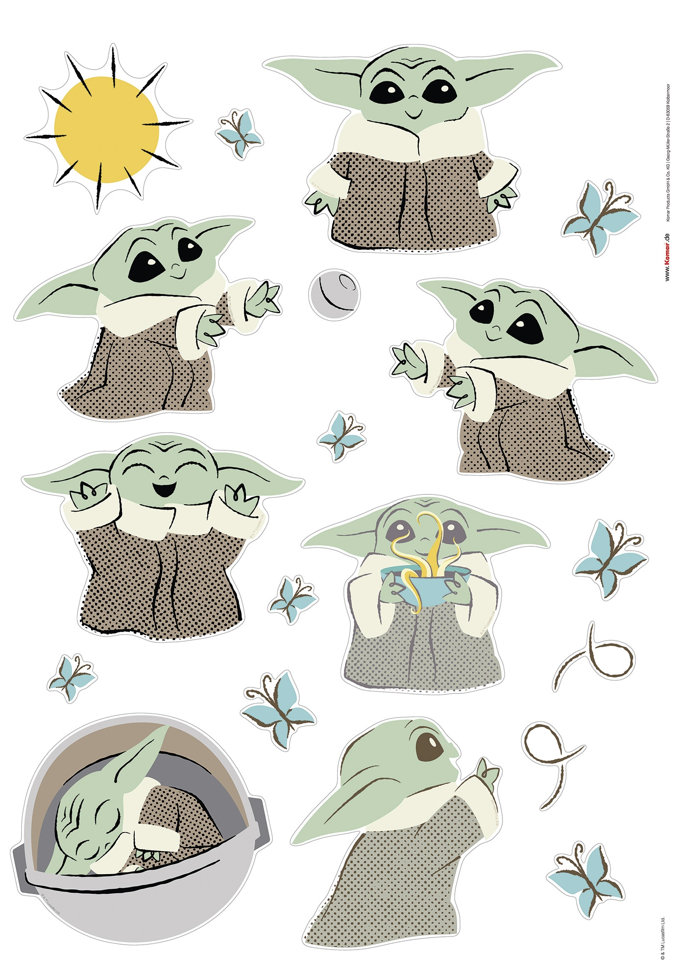 Komar Wandtattoo »Star Wars The Mandalorian Grogu Sunshine«, (1 St.), 50 x 70 cm (Breite x Höhe) - Kinderzimmer, Wandsticker