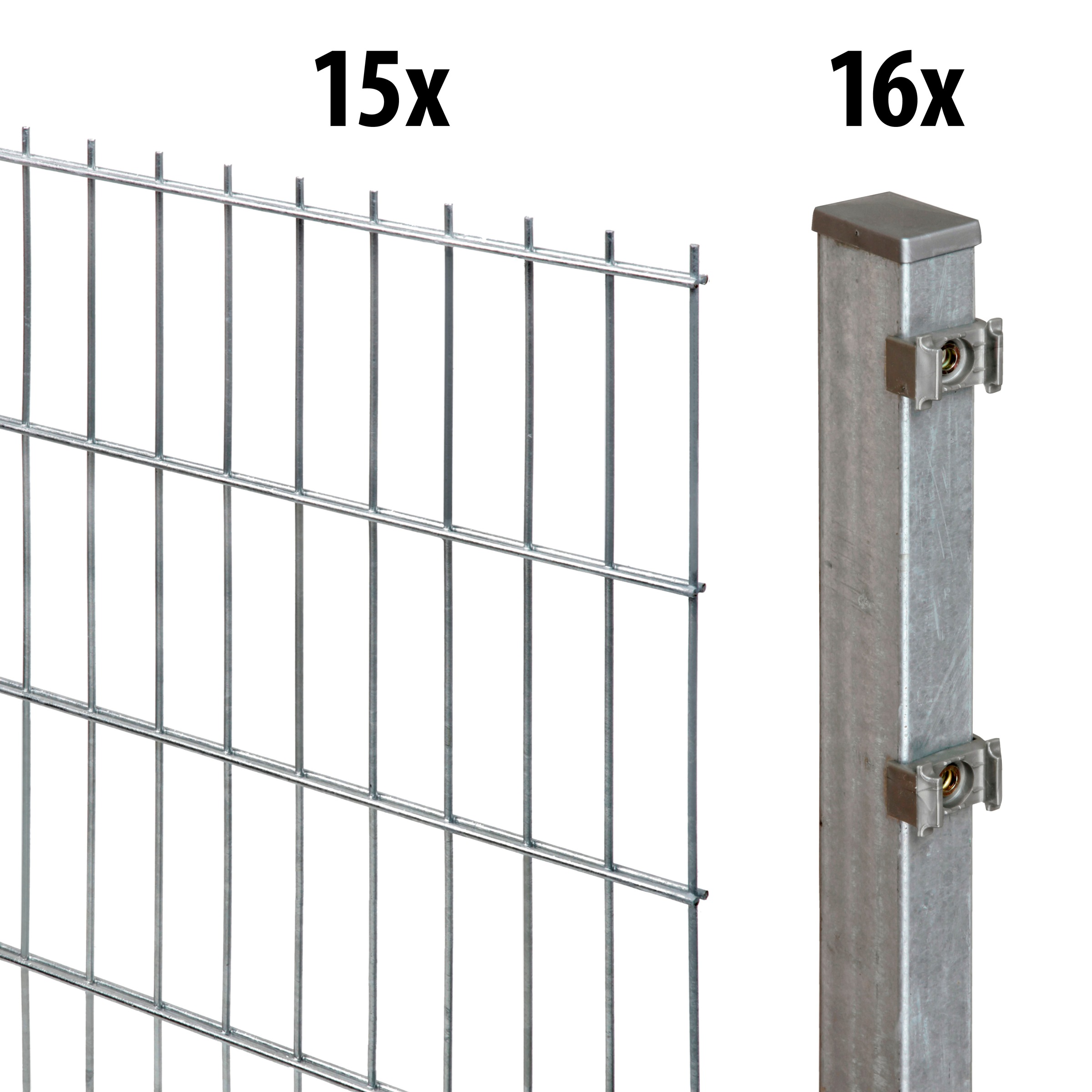 GARDEN 'N' MORE Doppelstabmattenzaun »Excellent« 15 Elemente für 30 m, LxH: 200 x 103 cm, mit 16 Pfosten