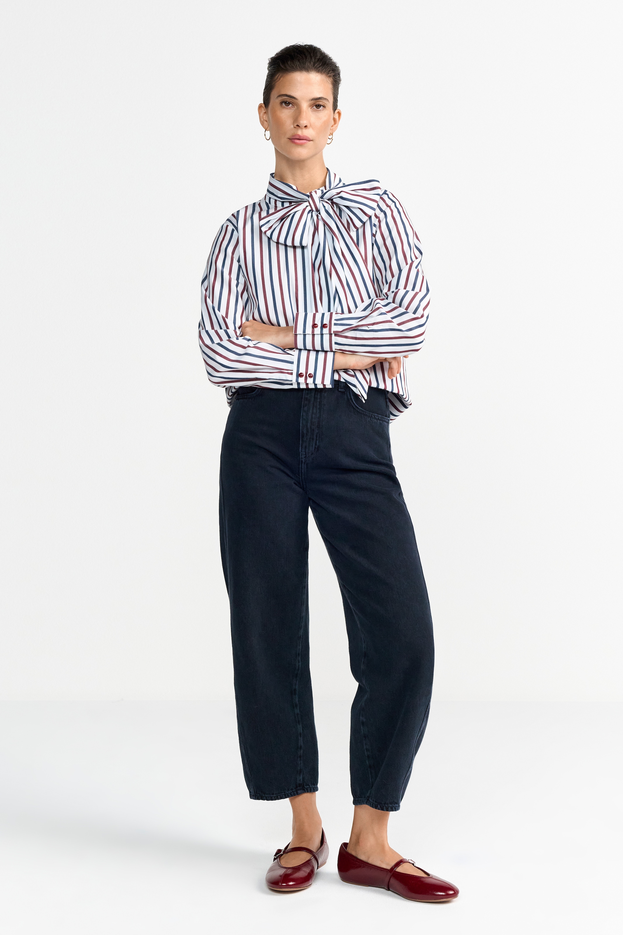 RICHROYAL Schluppenbluse gerade geschnitten, Streifenmuster, mit abnehmbarer Schluppe