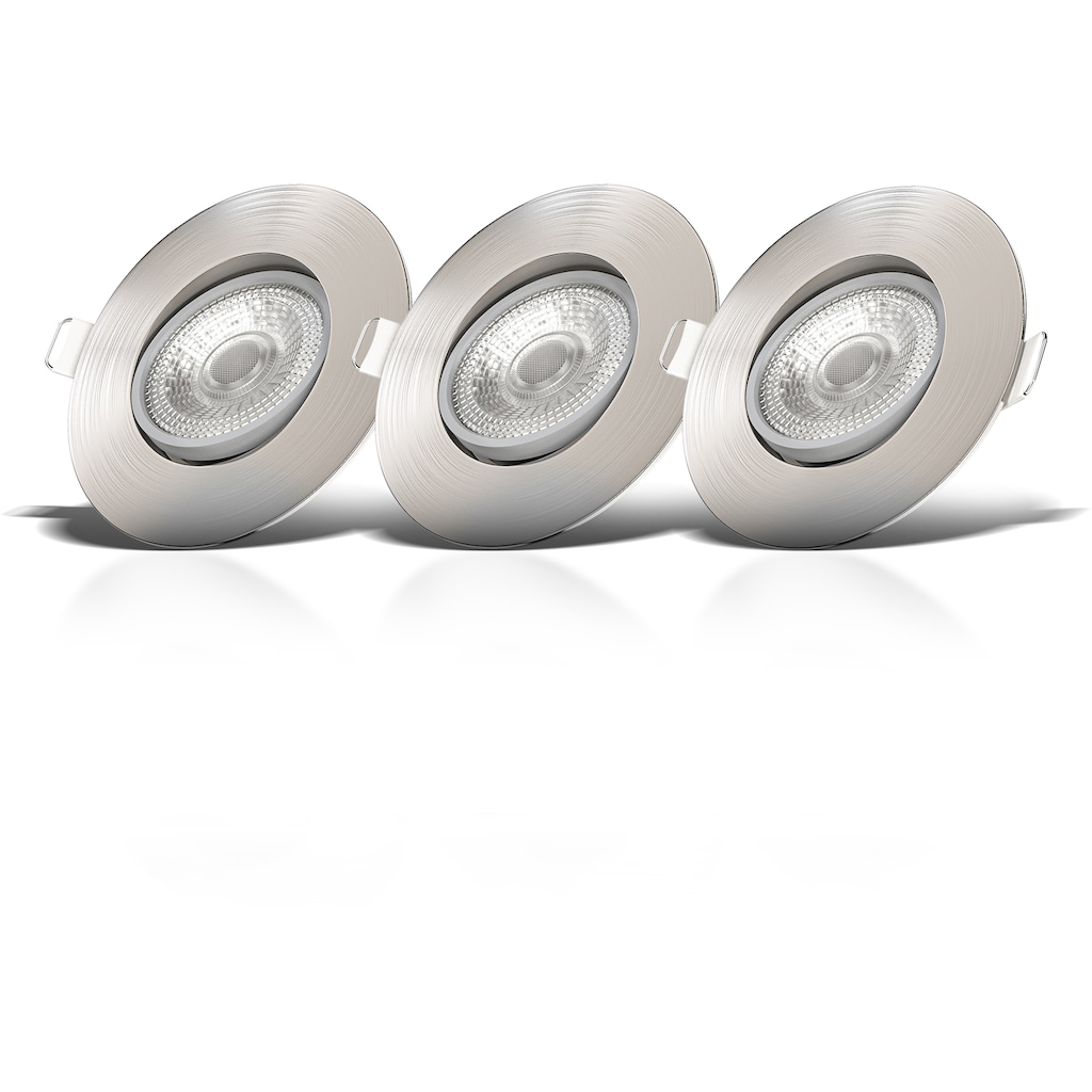 B.K.Licht LED Einbauleuchte, 3er-Set,  inkl. fest integriertem LED-Leuchtmittel, Schutzart IP23