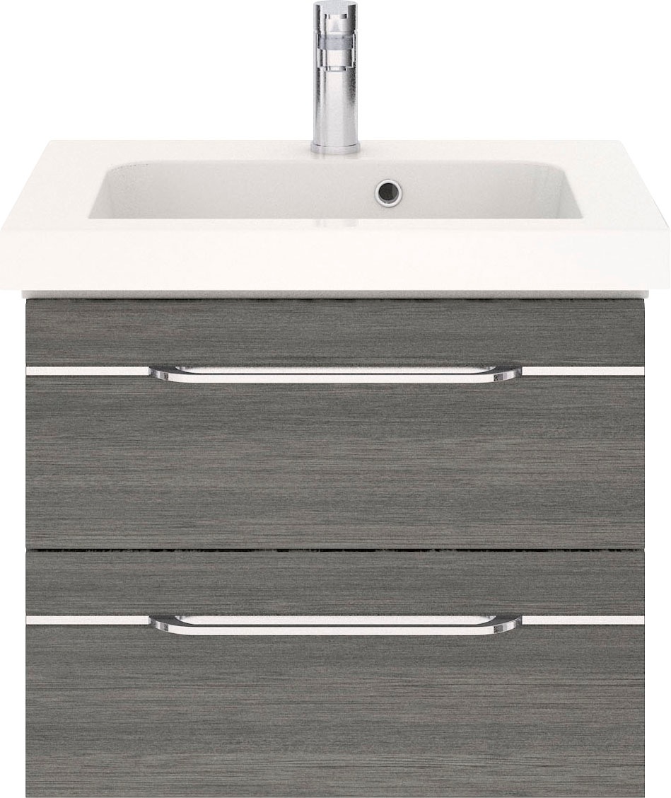 Saphir Badmöbel-Set »Balto Sprint 3-teilig, Mineralmarmor-Waschtisch mit LED-Spiegelschrank«, (4 St.), Badezimmer Set mit Unterschrank inkl Türdämpfer, 3 Türen, 3 Schubladen