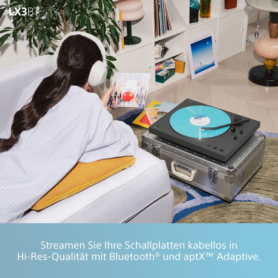 Sony Plattenspieler »PS-LX3BT + SRS-XB100« Vollautomatik, Hi Res Wi, Riemenantrieb, Phono Vorv., Staubschutzhaube