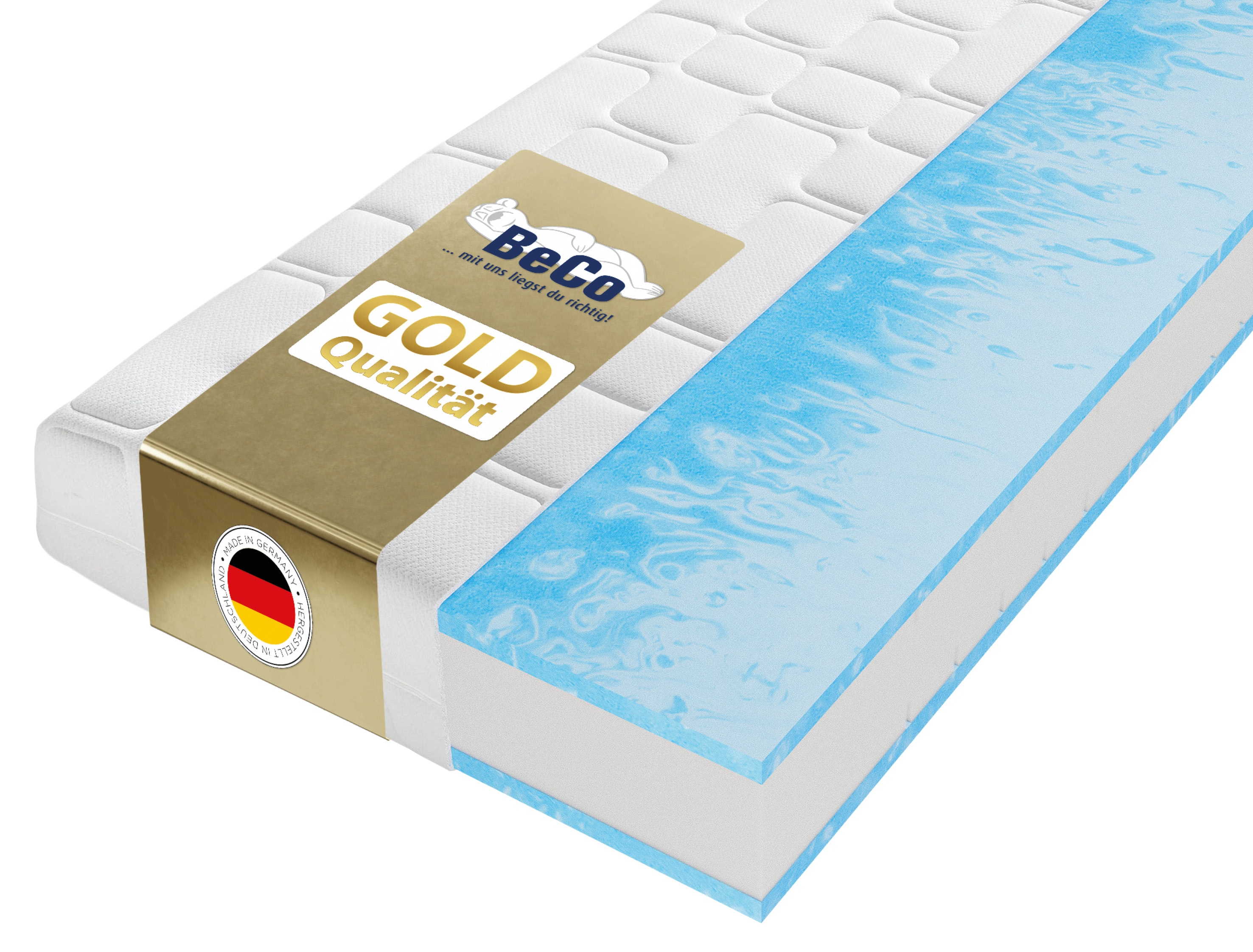 Beco "GUMO Maxx – GOLD Gelschaummatratze mit luxuriöser Komforthöhe" 25 cm hoch 1 Stk. tlg. 25 cm Höhe, Gelschaum, unterschiedlich fest, ideal auch 140x200