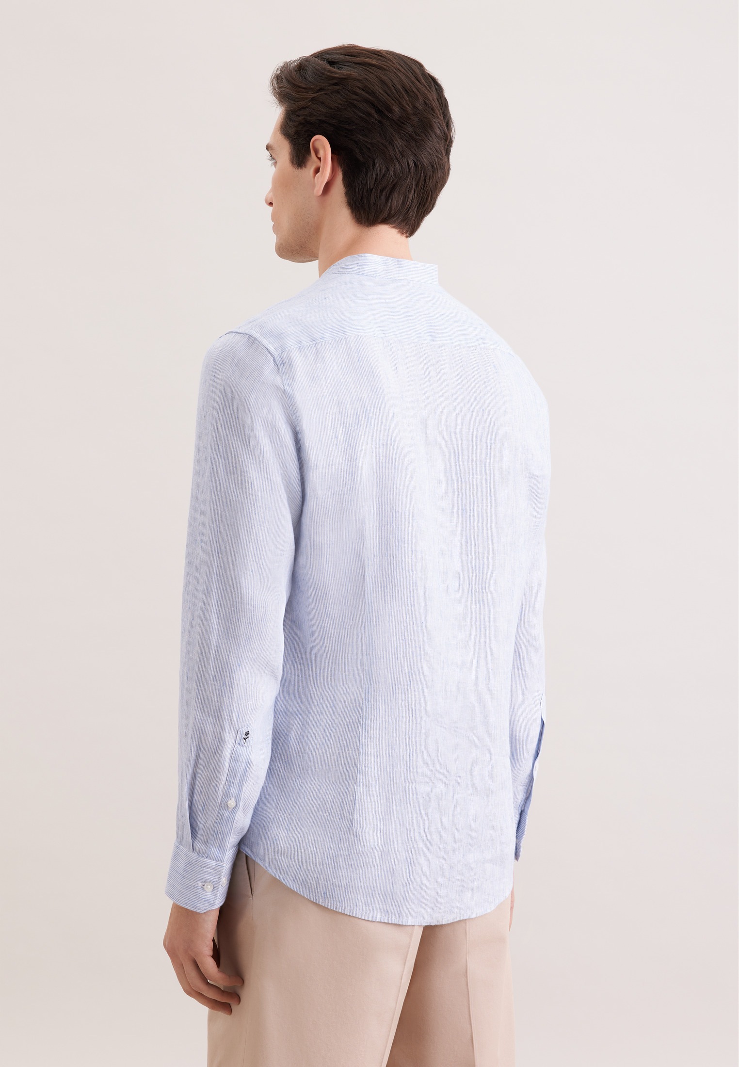 seidensticker Leinenhemd "Schwarze Rose" Slim 1/1 Stehkragen Gestreift günstig online kaufen