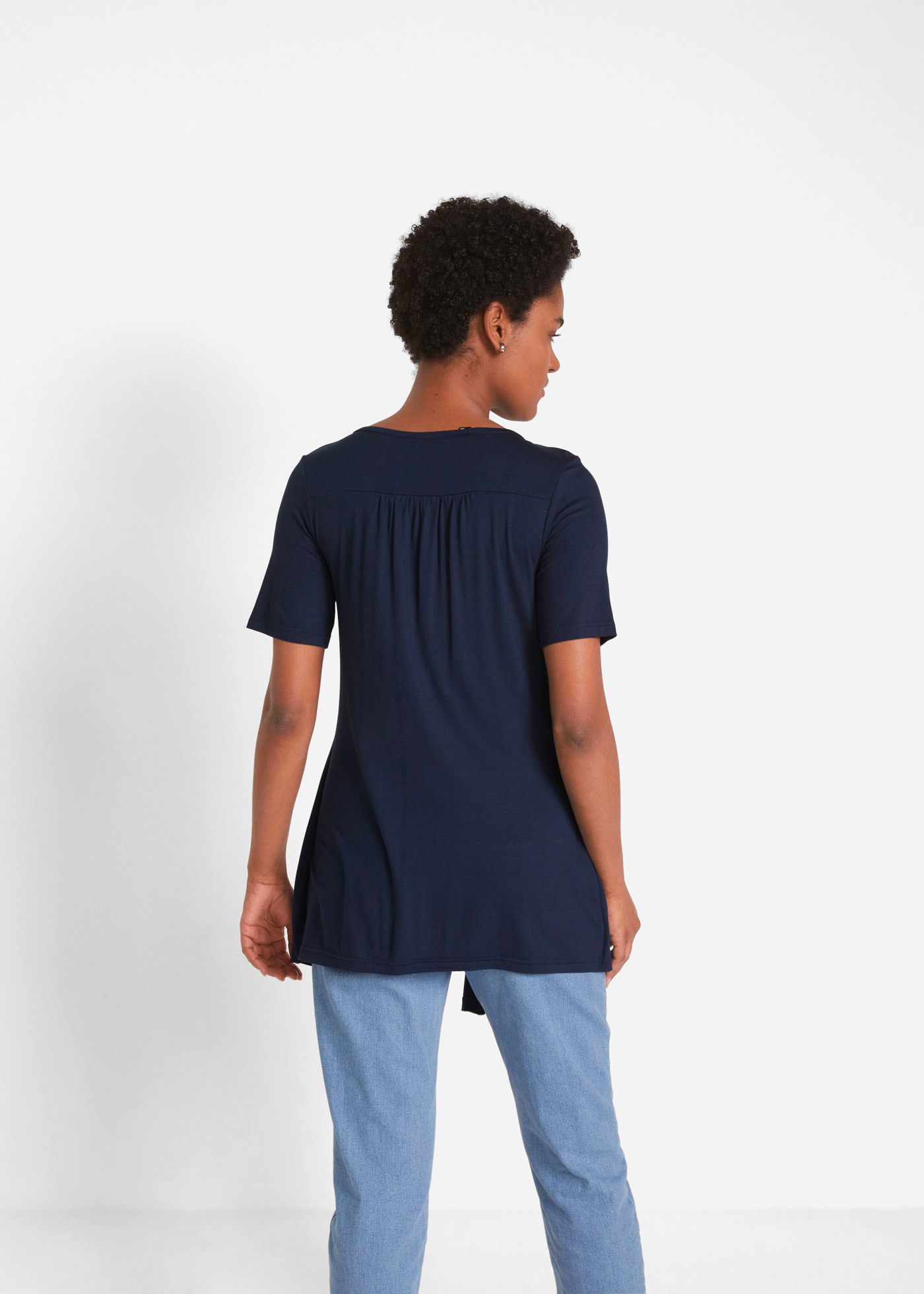 bonprix T-Shirt A-Linie Passform, Halbarm-Design, mit Print, Rundhalsausschnitt