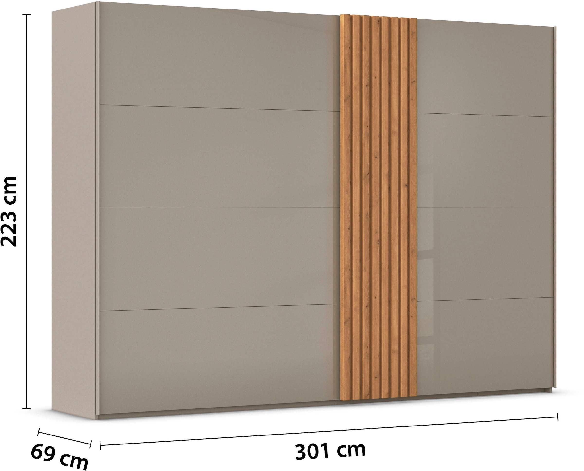 rauch Schwebetürenschrank »Kleiderschrank Schrank Garderobe Wäscheschrank TEGIO«, mit hochwertigen Holzdekoraufleistung und Glasfront MADE IN GERMANY