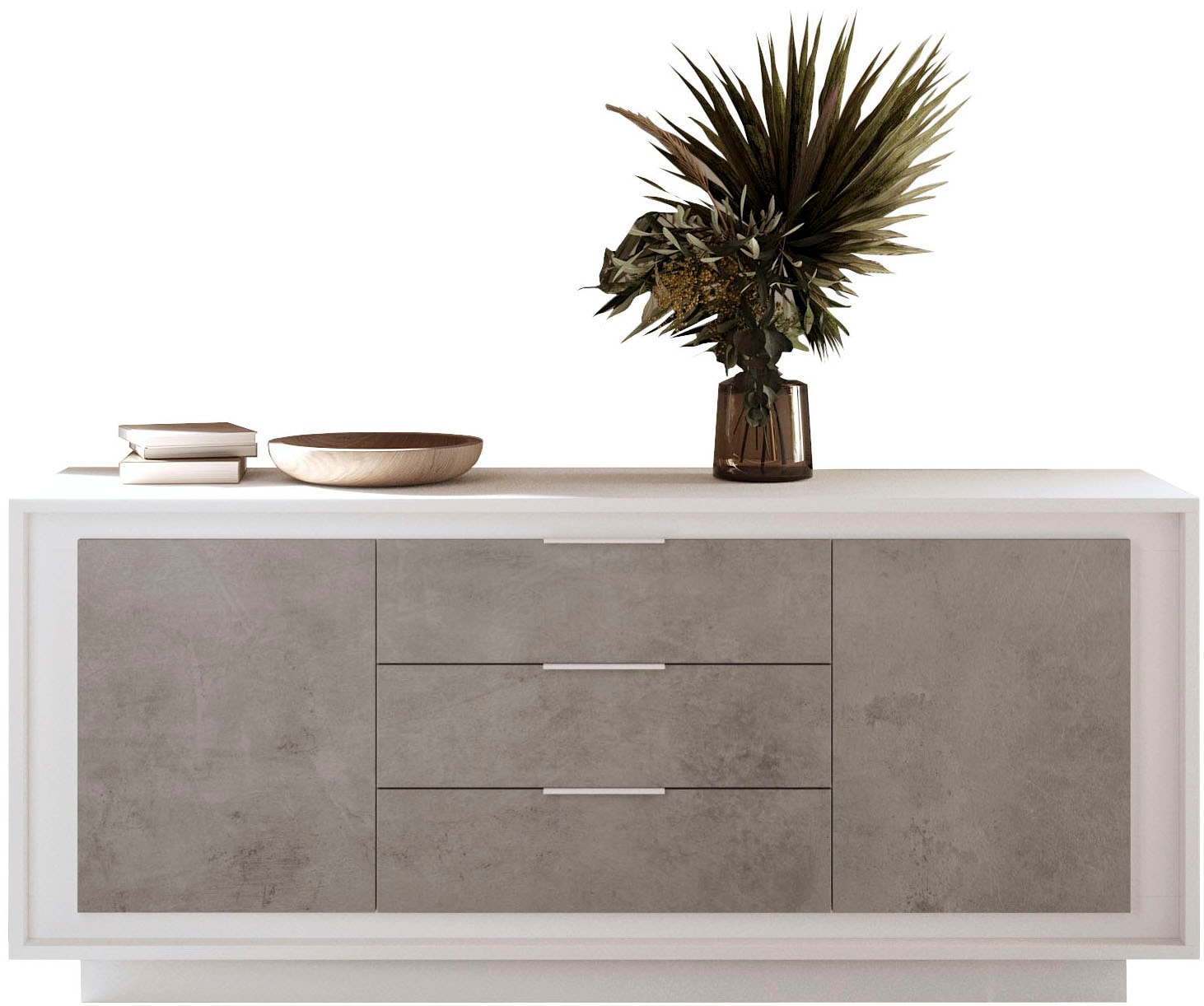 Home affaire Sideboard »Sky, B/T 180/50 cm, Kommode/Stauraumschrank, 2 Türen, 3 Schubkästen« Softclosing, Korpus & Front 22 mm stark, Rahmen-Optik, Metallgriffe