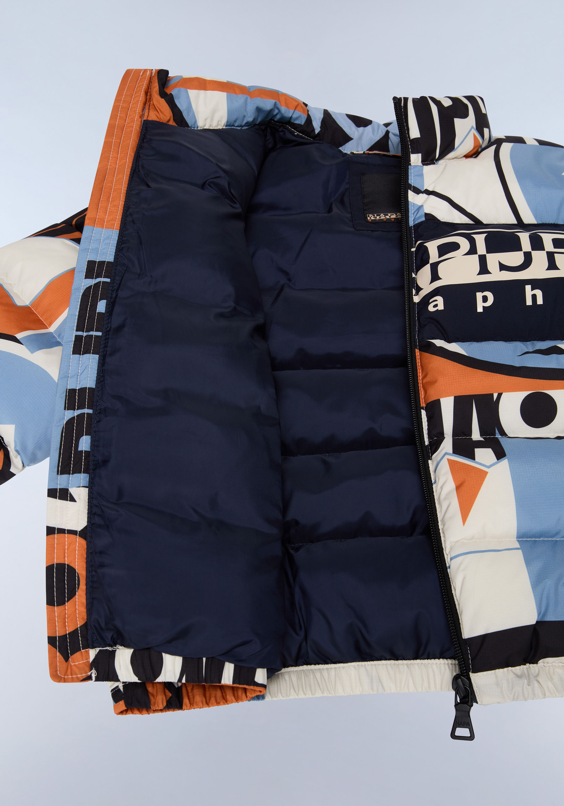 Thumbnail - Napapijri Winterjacke ohne Kapuze Stehkragen, Alloverprint, elastische Bündchen