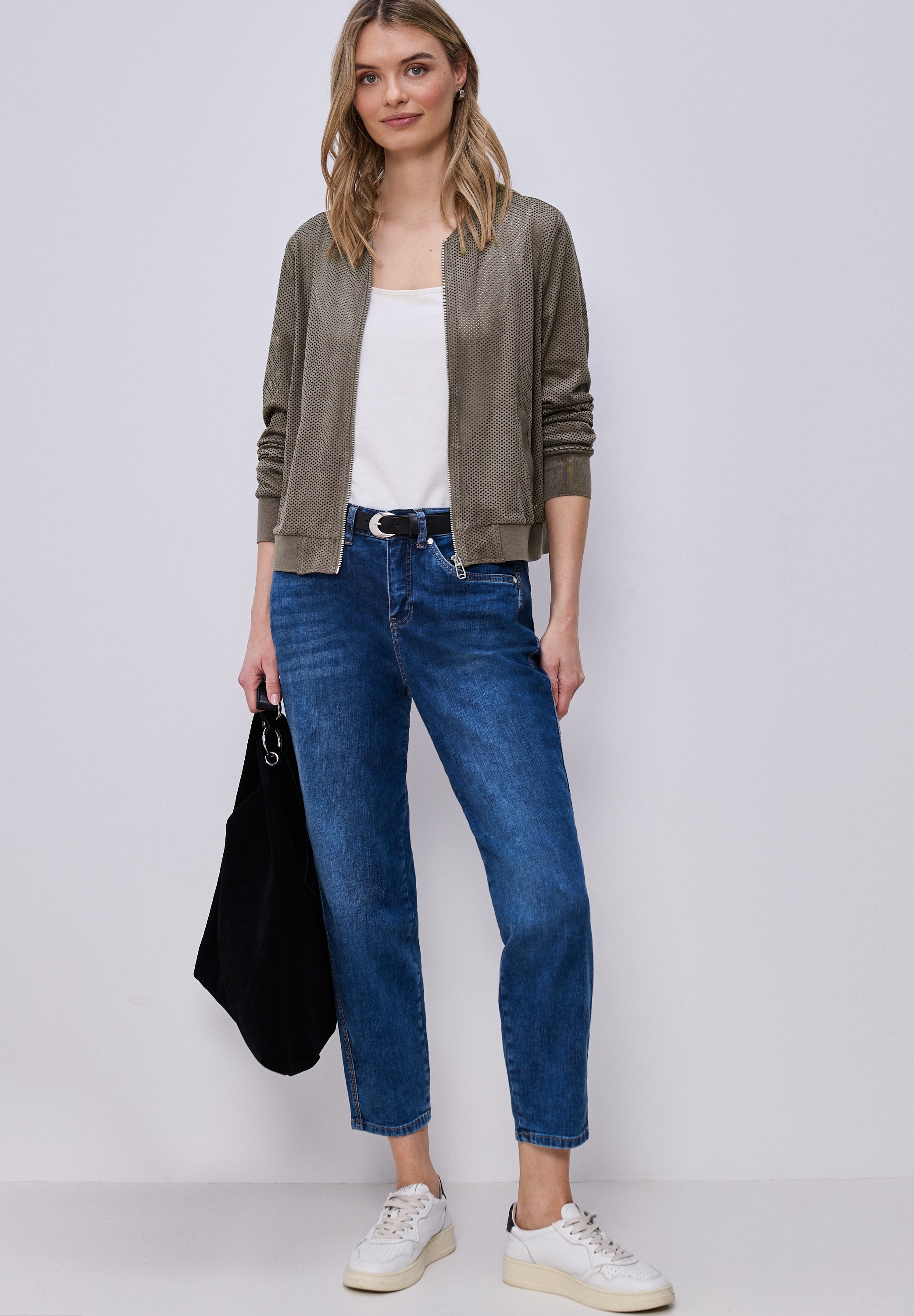 STREET ONE Kurzjacke ohne Kapuze Rundhalsausschnitt