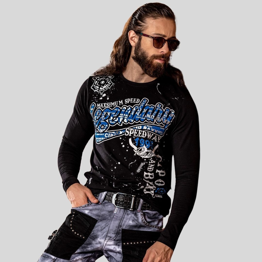 Cipo & Baxx T-Shirt »Sweatshirts«, mit coolem Effekt-Print