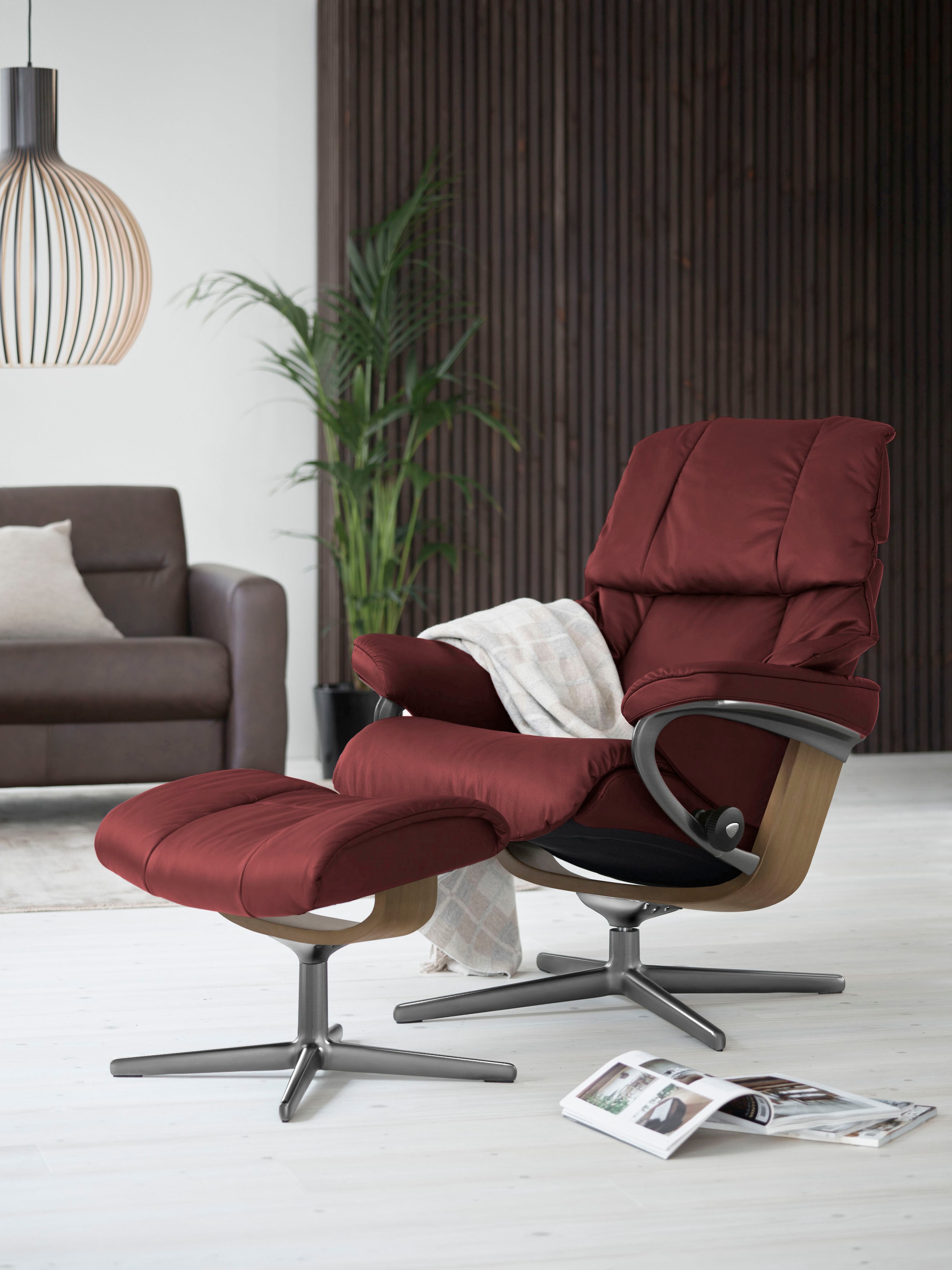 Stressless Fußhocker "Reno", mit Cross Base, Größe S, M & L, Holzakzent Eiche