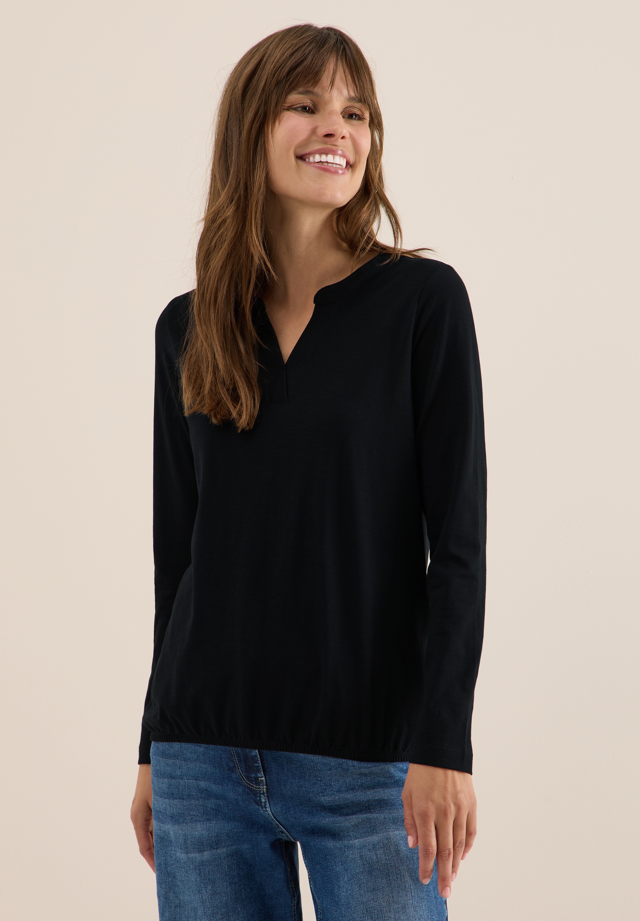 Cecil Langarmshirt aus reiner Baumwolle günstig online kaufen
