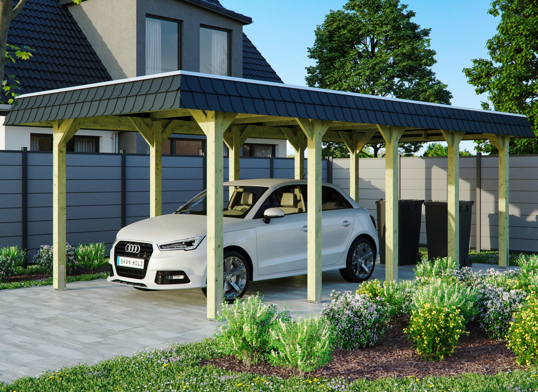 Skanholz Einzelcarport "Spreewald" Massivholz 285 cm grün