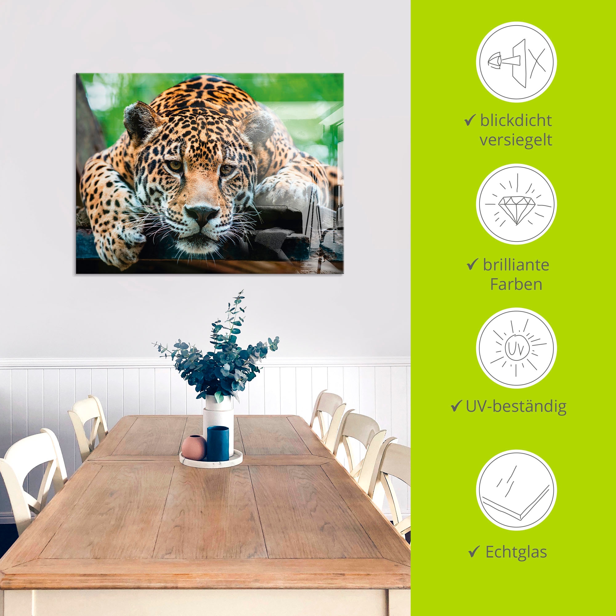 Artland Glasbild »Südamerikanischer Jaguar«, Wildtiere, (1 St.)