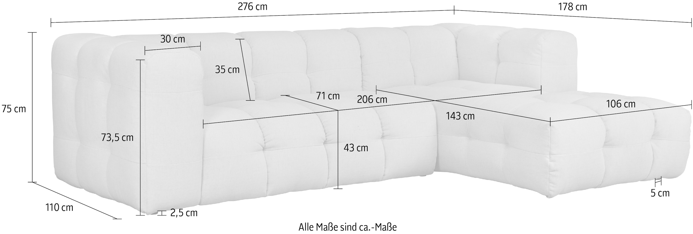 LeGer Home by Lena Gercke Ecksofa »TALISHA L-Form«, moderne Steppung, hoher Sitzkomfort