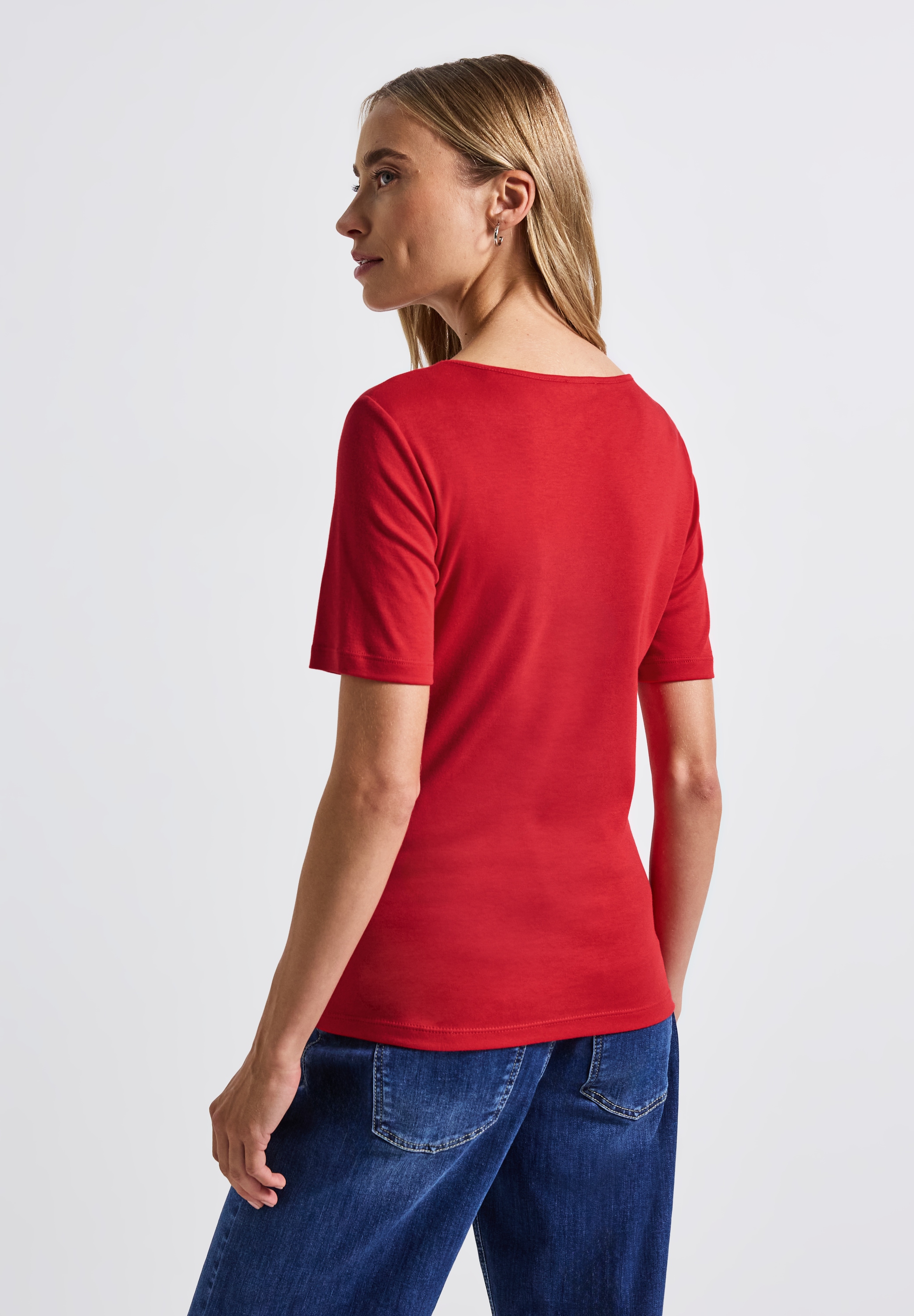 STREET ONE T-Shirt, mit Herzausschnitt, Sommershirt