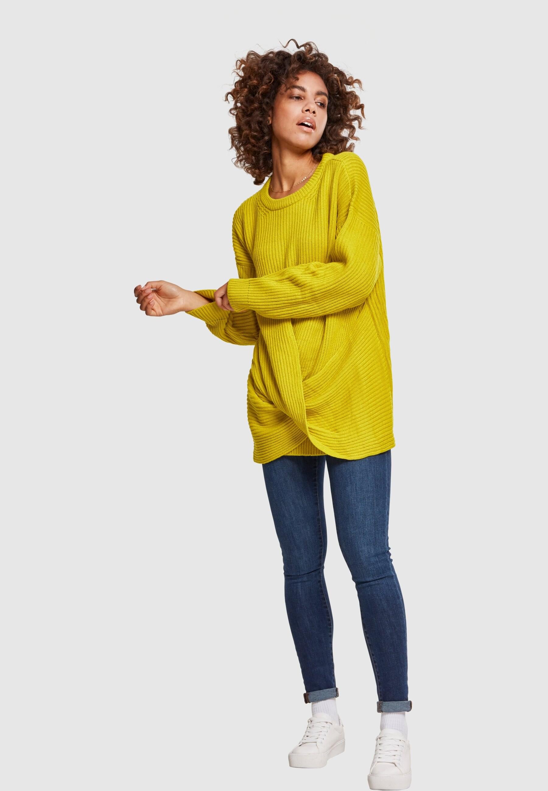URBAN CLASSICS Rundhalspullover »Urban Classics Damen Ladies Wrapped Sweater«, (1 tlg.)