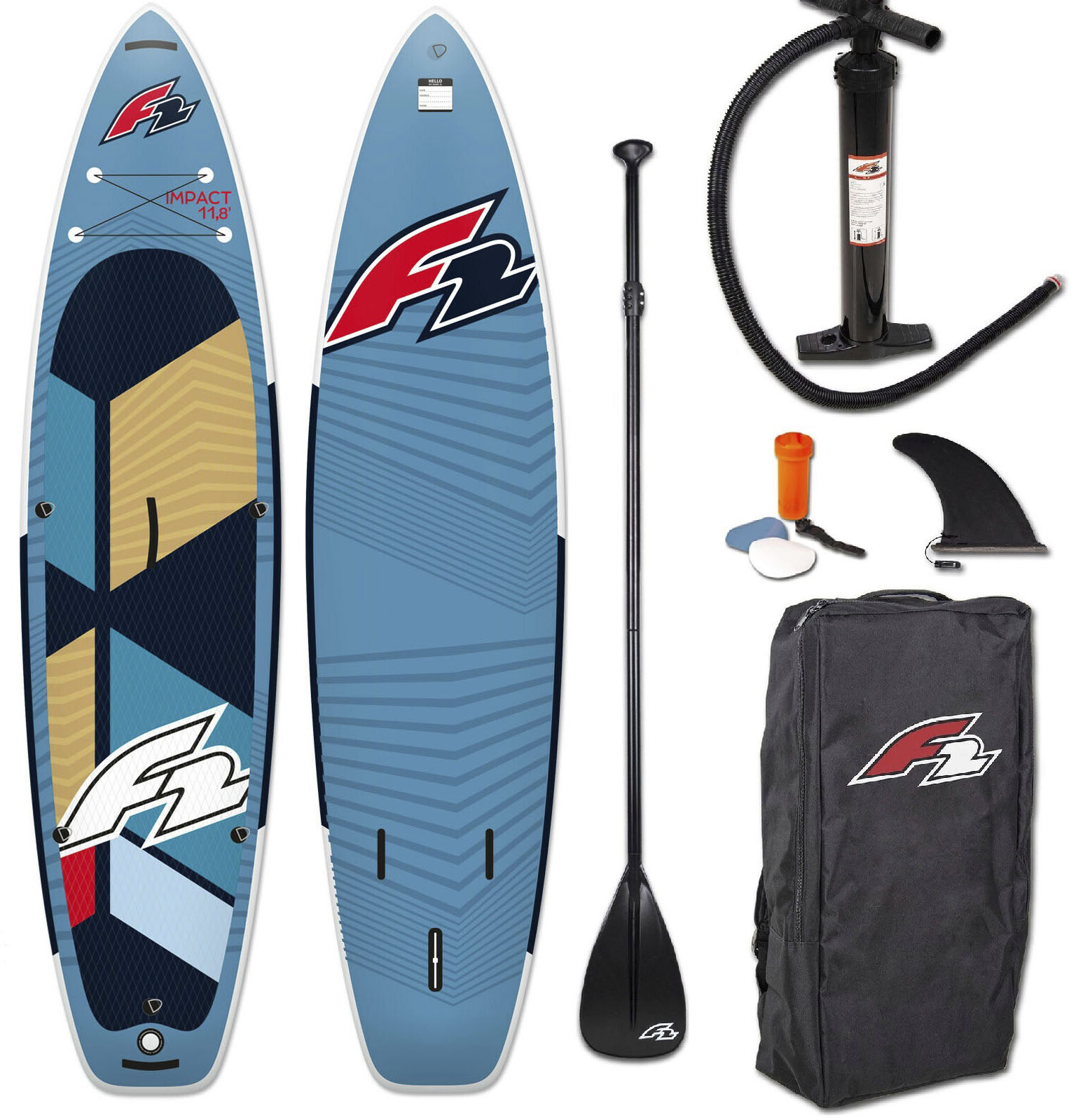 F2 Inflatable SUP-Board „Impact turquoise 10,8“, (Packung, 5 tlg.)