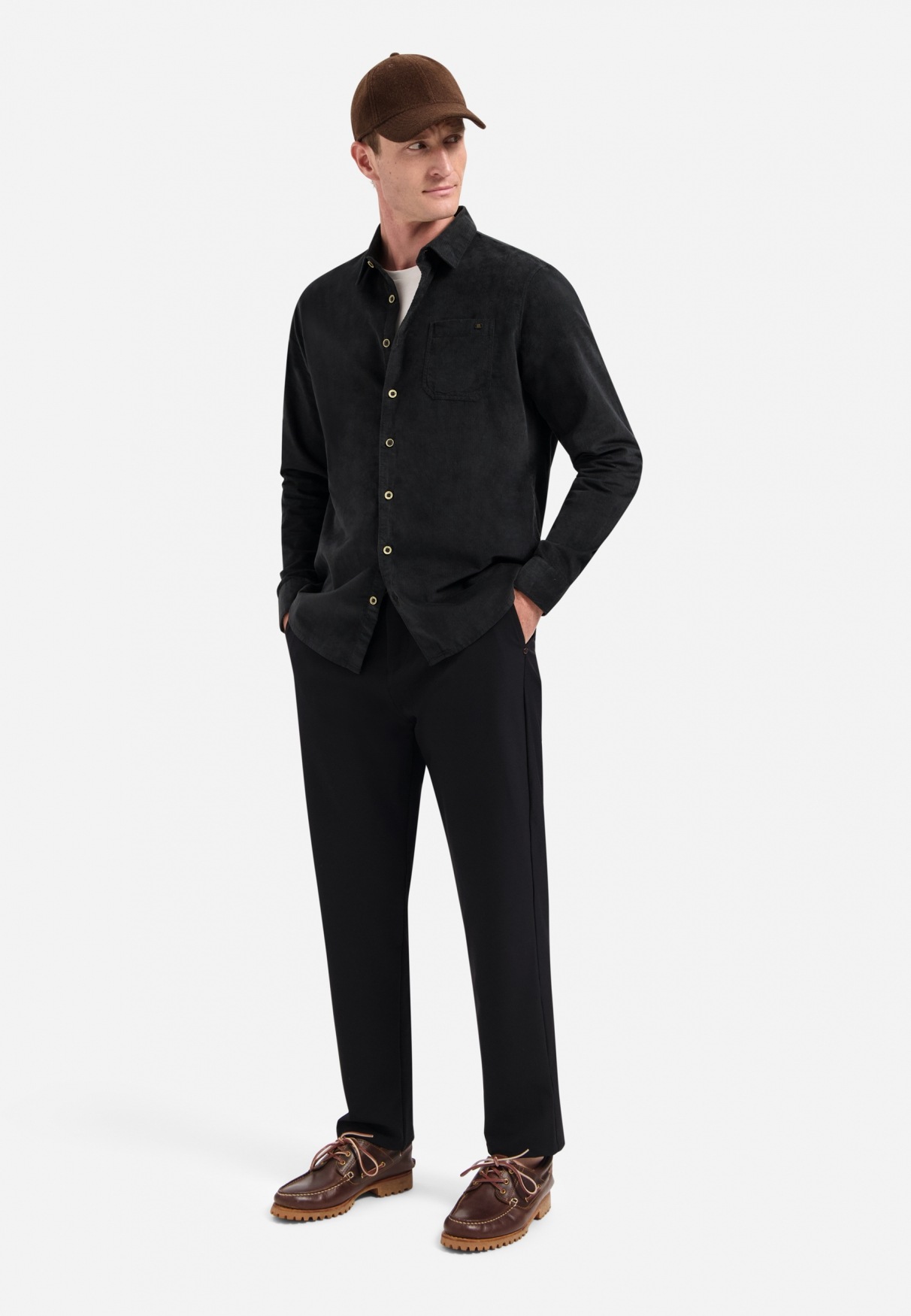 NO EXCESS Langarmhemd »No Excess Cordhemd Shirt Solid Fine Herringbone«
