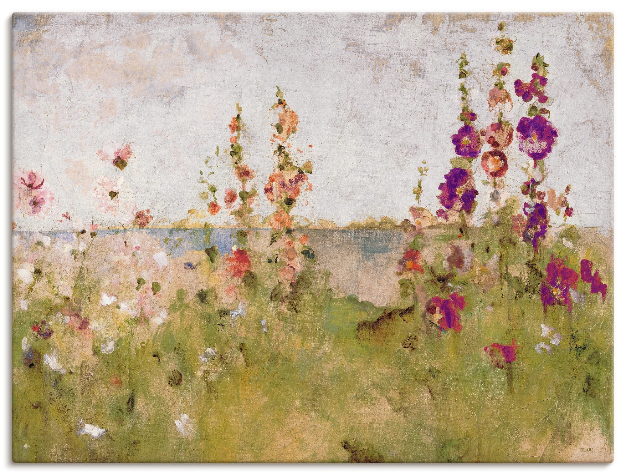 Artland Wandbild "Stockrosen am Meer", Blumen, (1 St.), als Leinwandbild, P günstig online kaufen