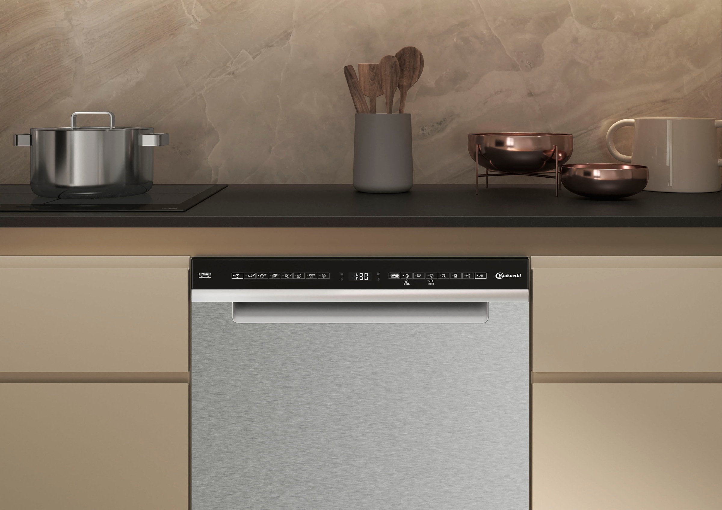 BAUKNECHT Unterbaugeschirrspüler "B7U HS51 X" 15 Maßgedecke MaxiSpace – bietet Platz für große Pizzateller mit 32 cm Durchmesser