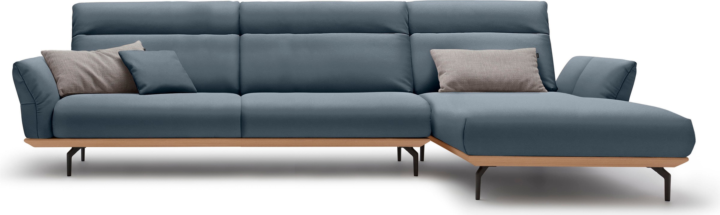 Creation BY ROLF BENZ Ecksofa "CR.460, Design-Sofa der Extraklasse, verstellbare Rückenlehne, L-Form" Sockel in Eiche, Winkelfüße in Umbragrau, Breite 338 cm