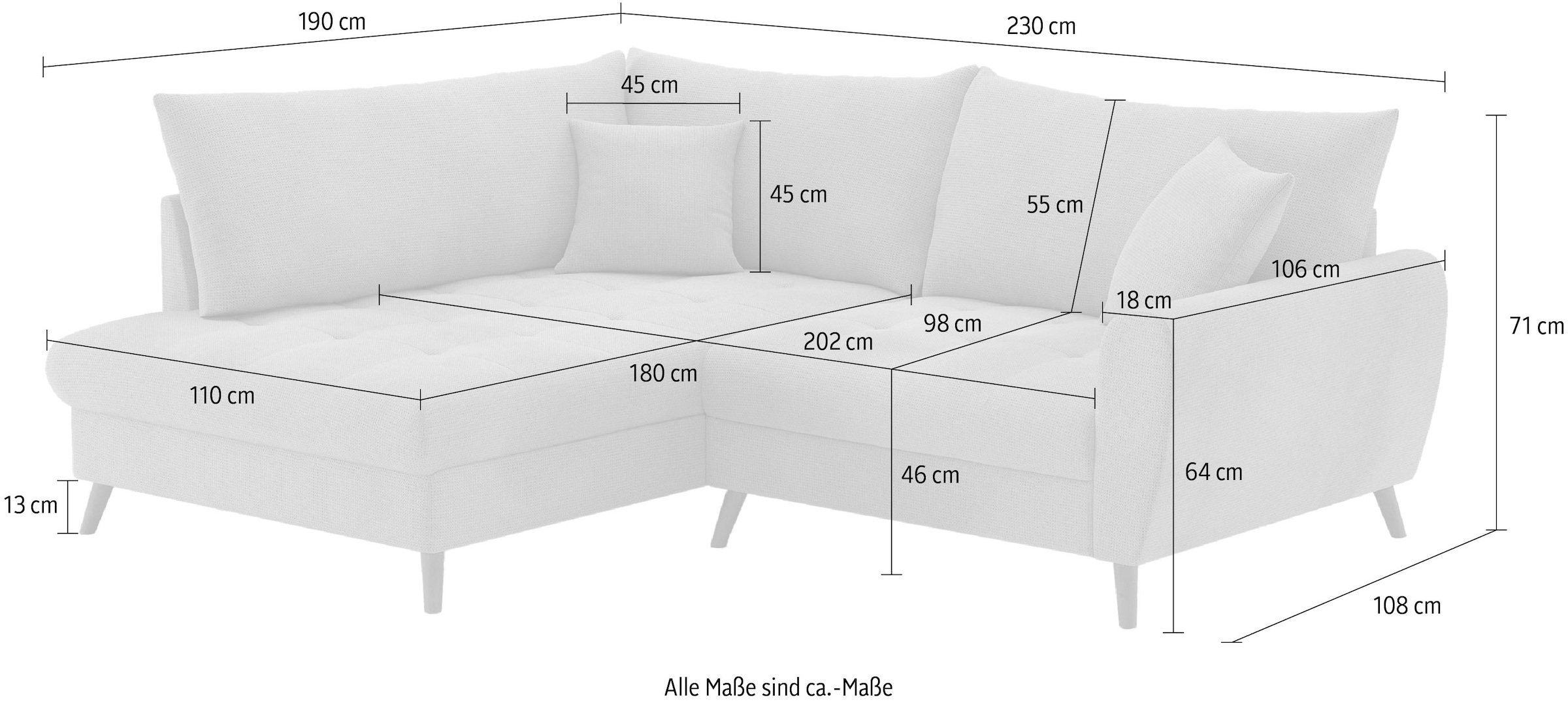 Mr. Couch Ecksofa »Blackburn II L-Form«, Wahlweise mit Kaltschaumpolsterung bis 140 kg belastbar