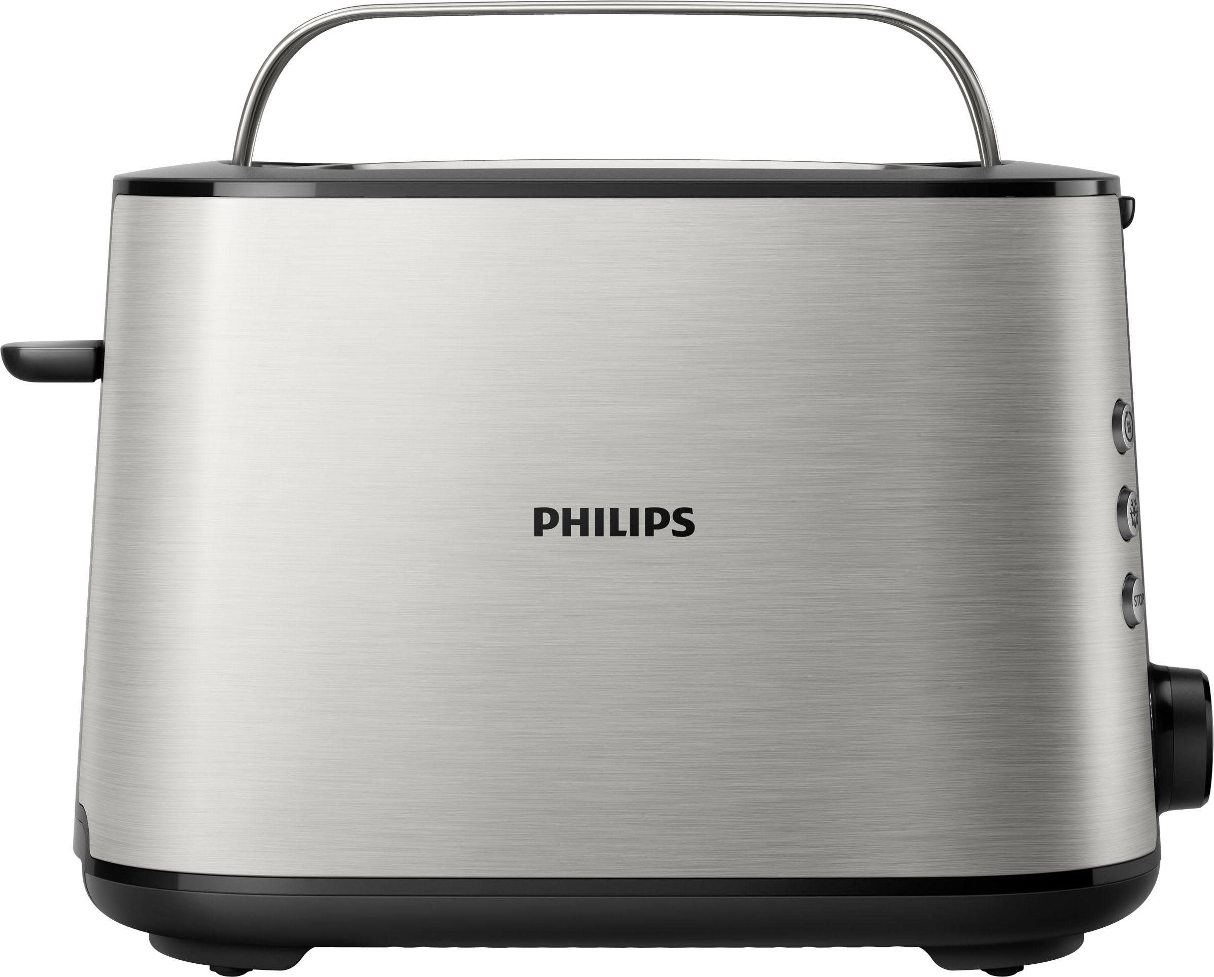 Philips Toaster »HD2650/90«, 2 kurze Schlitze, für 2 Scheiben, 950 W, integrierter Brötchenaufsatz und 8 Bräunungsstufen, edelstahl