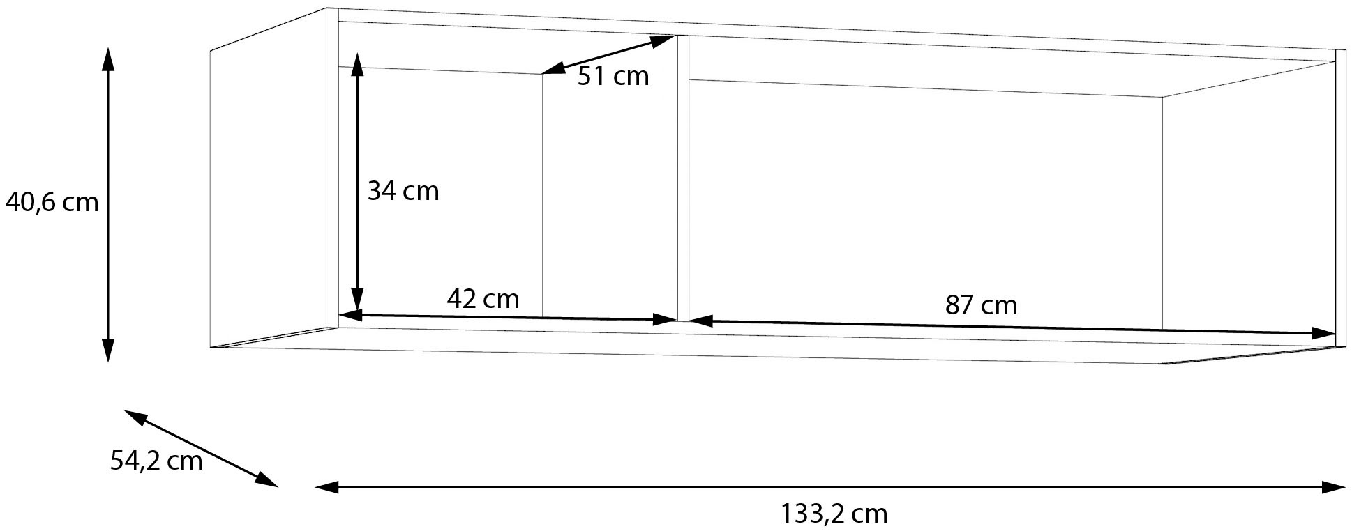 FORTE Schrankaufsatz, Schrankaufsatz, Stauraum, 3 Türen,Raumnutzung