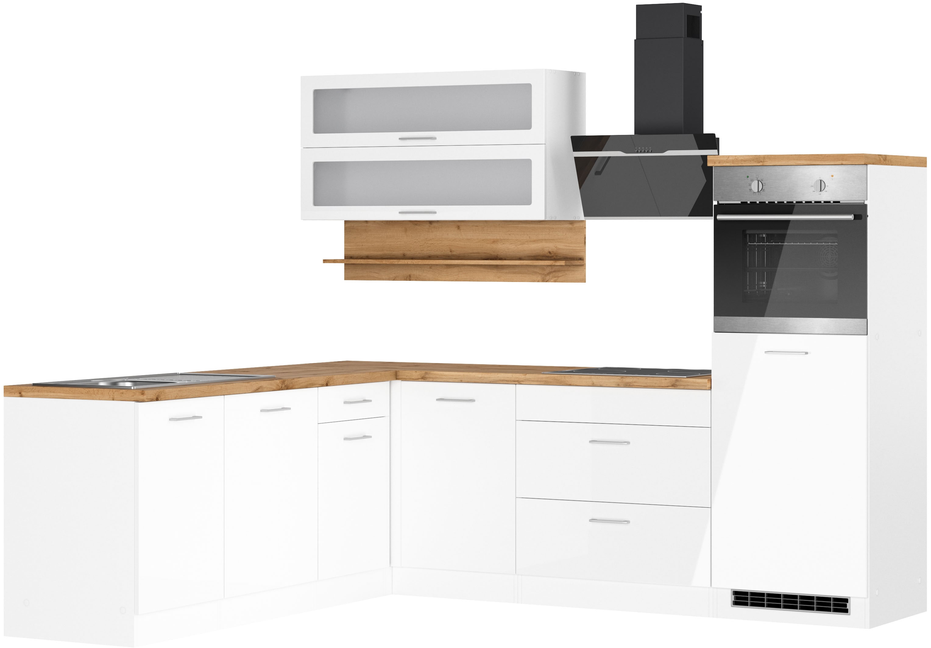 KOCHSTATION Winkelküche "KS-Milan" Stellbreite 250/220 cm, viel Stauraum, wahlweise mit E-Geräten