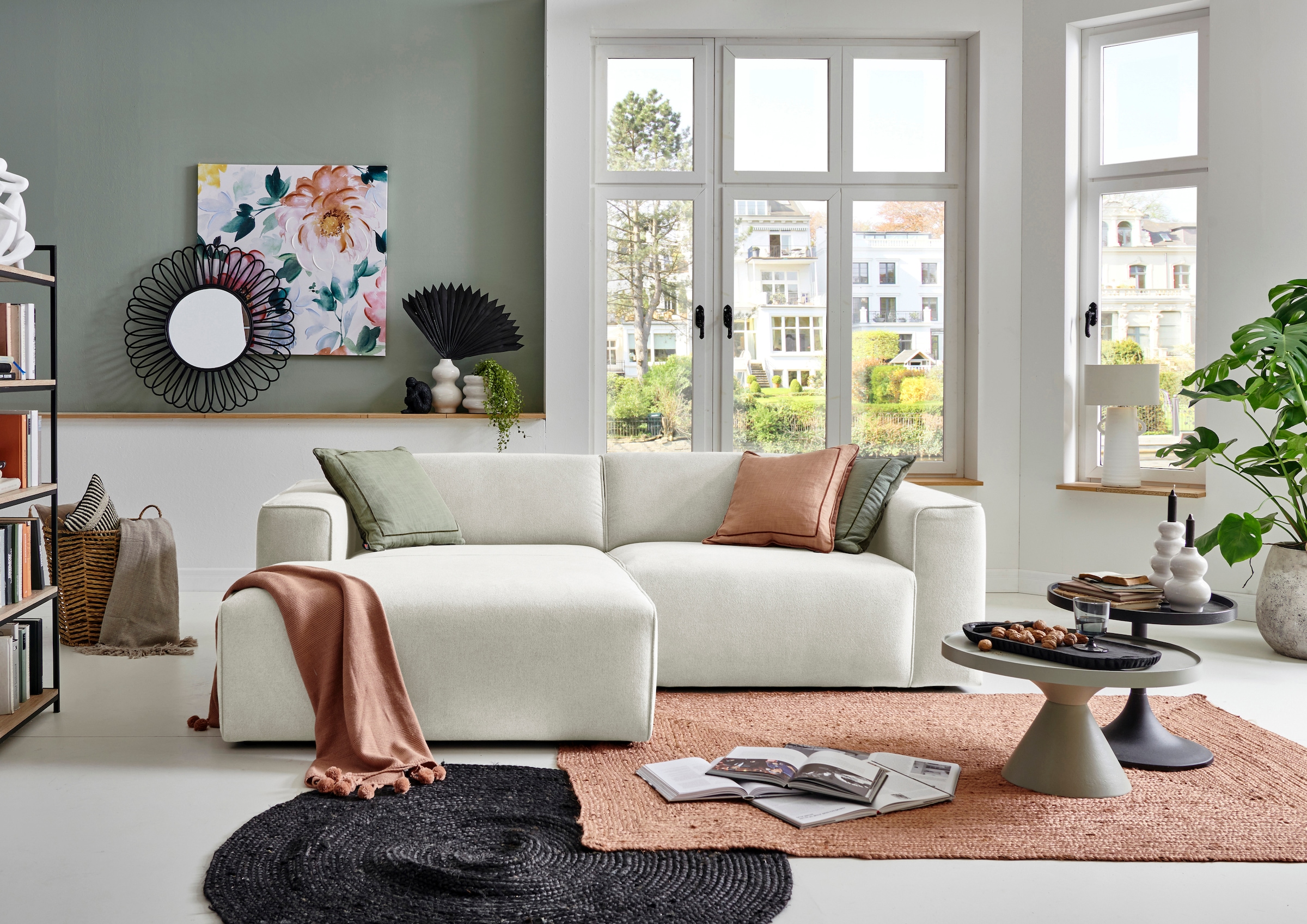 Home affaire Ecksofa "Noord mit Kedernaht, Breite 234 cm, L-Form" Cord, Str günstig online kaufen