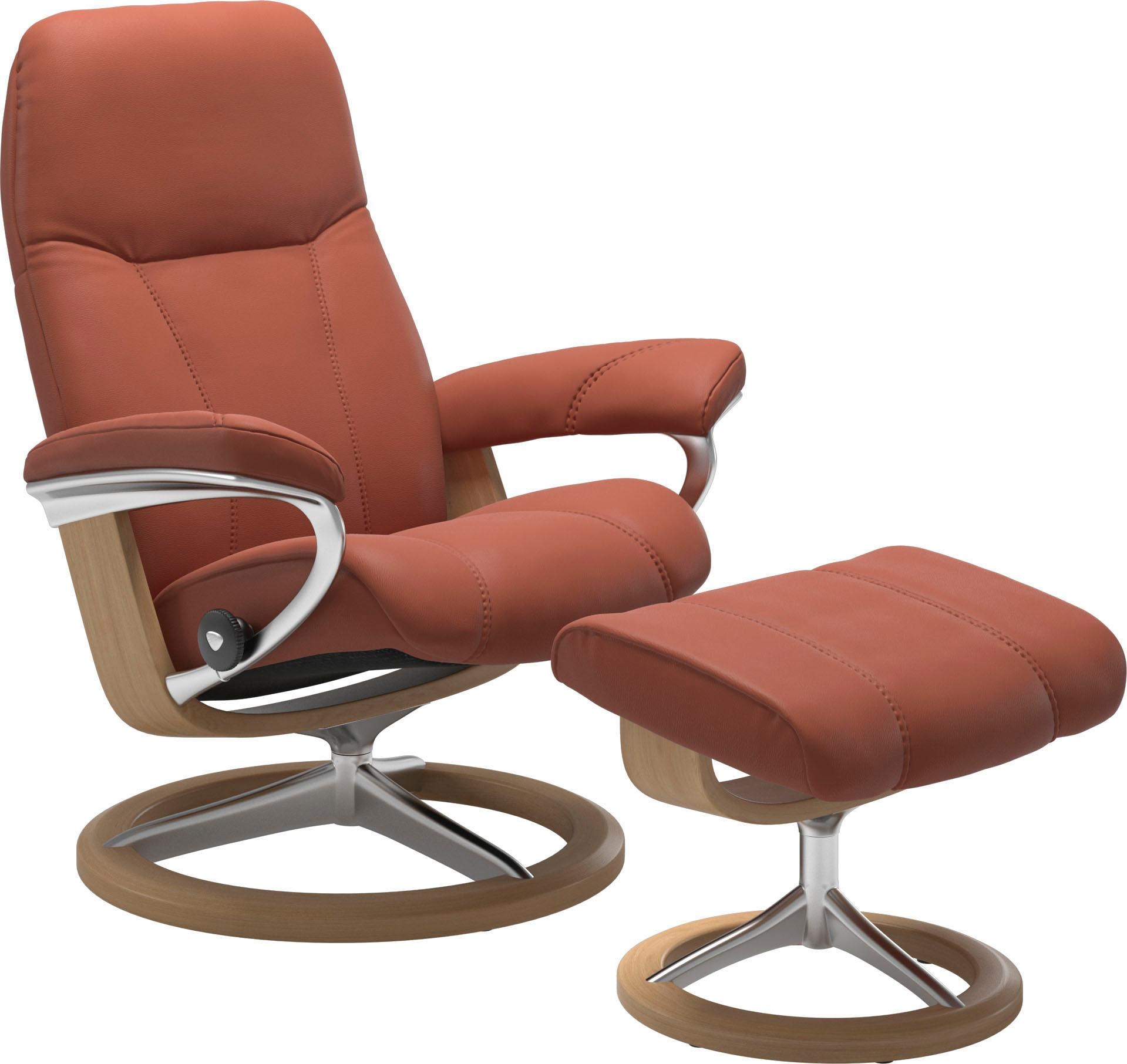 Stressless "Consul" Set, Relaxsessel mit Hocker, mit Hocker, mit Signature Base, Größe M, Gestell Eiche