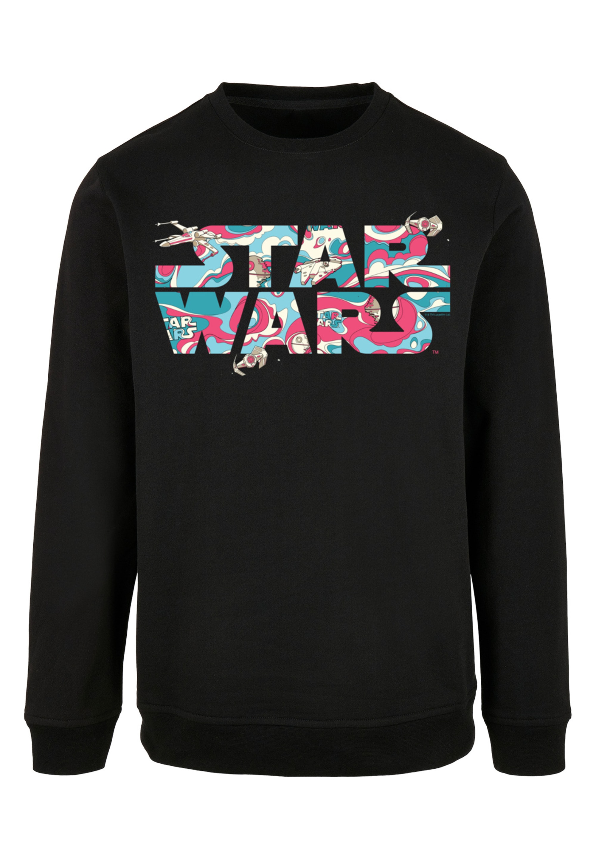 F4NT4STIC Rundhalspullover "F4NT4STIC Herren Star Wars Wavy Ship Logo with Basic Crewneck"