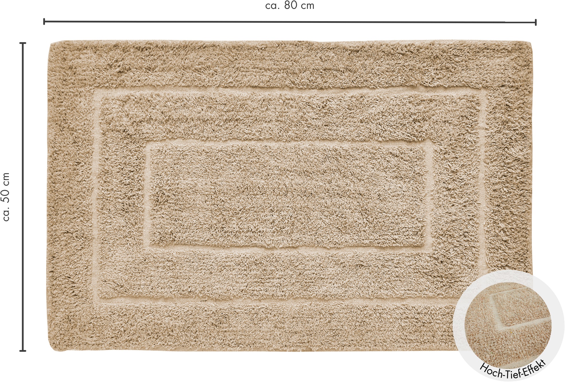 Andiamo Badematte »Havanna, 50x80 cm«, fußbodenheizungsgeeignet-schnell trocknend, Badteppich, Uni Farben, Hoch-Tief Effekt, verschiedene Designs