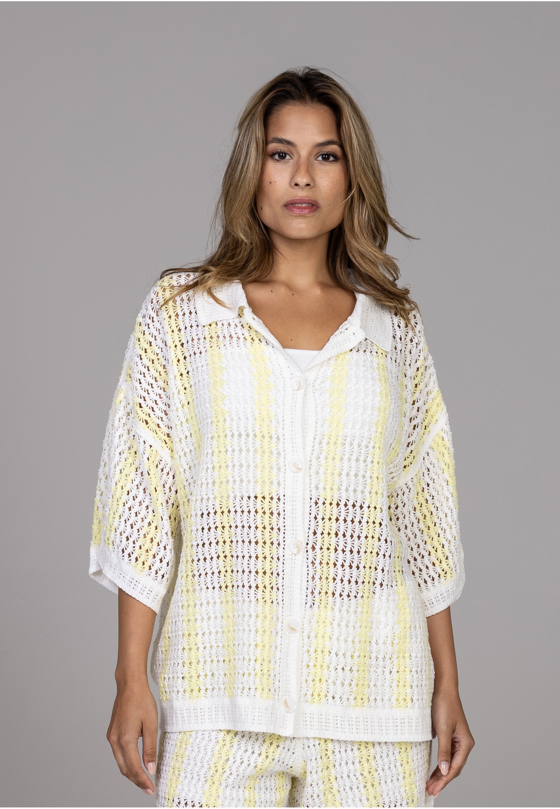 ESTELOU Bolero »ESTELOU Chrochet Stripe Shirt« 1