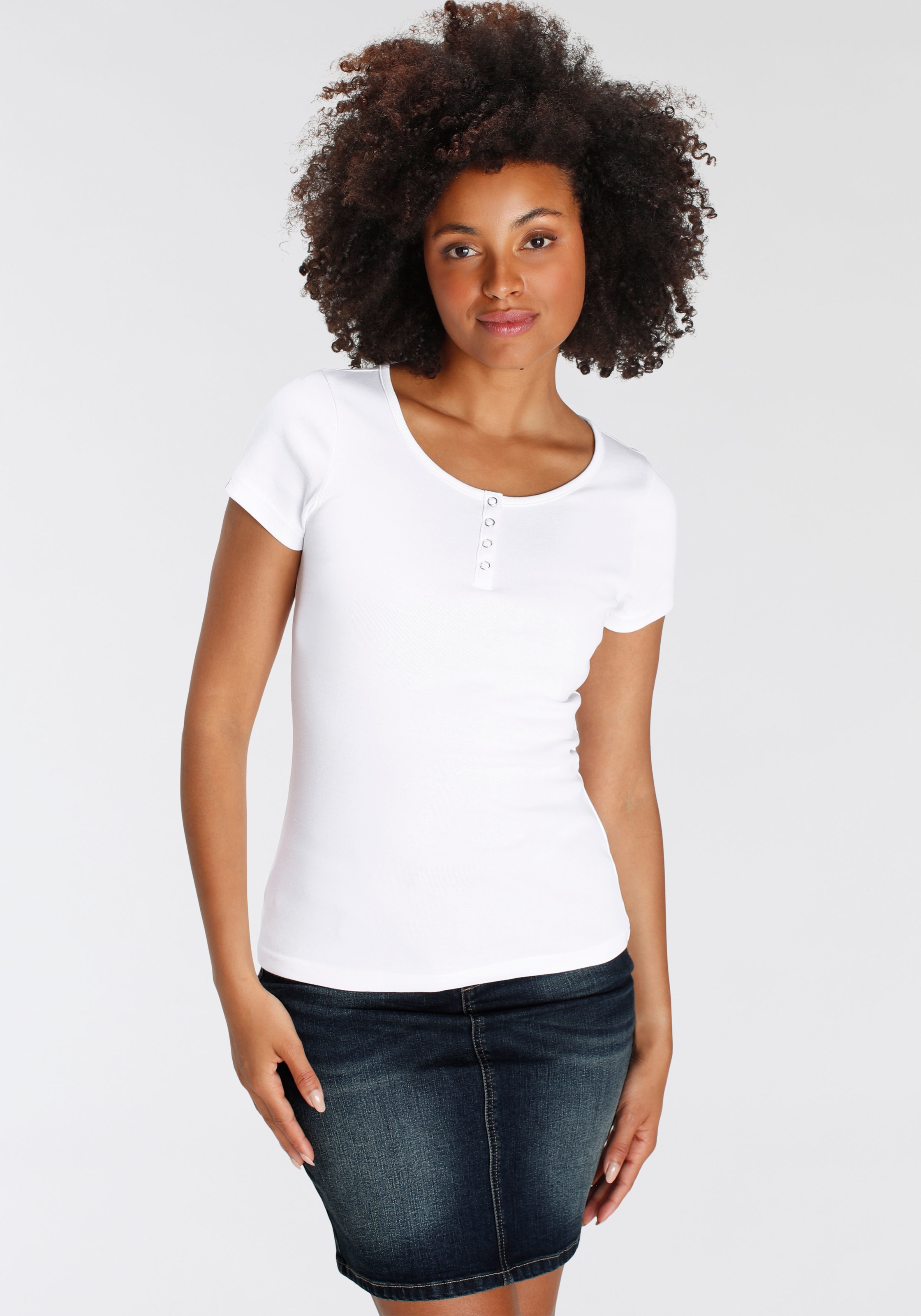 Thumbnail - H.I.S T-Shirt Set, 2 Stk. Kurzarm, unifarben, aus Baumwolle, im Set erhältlich