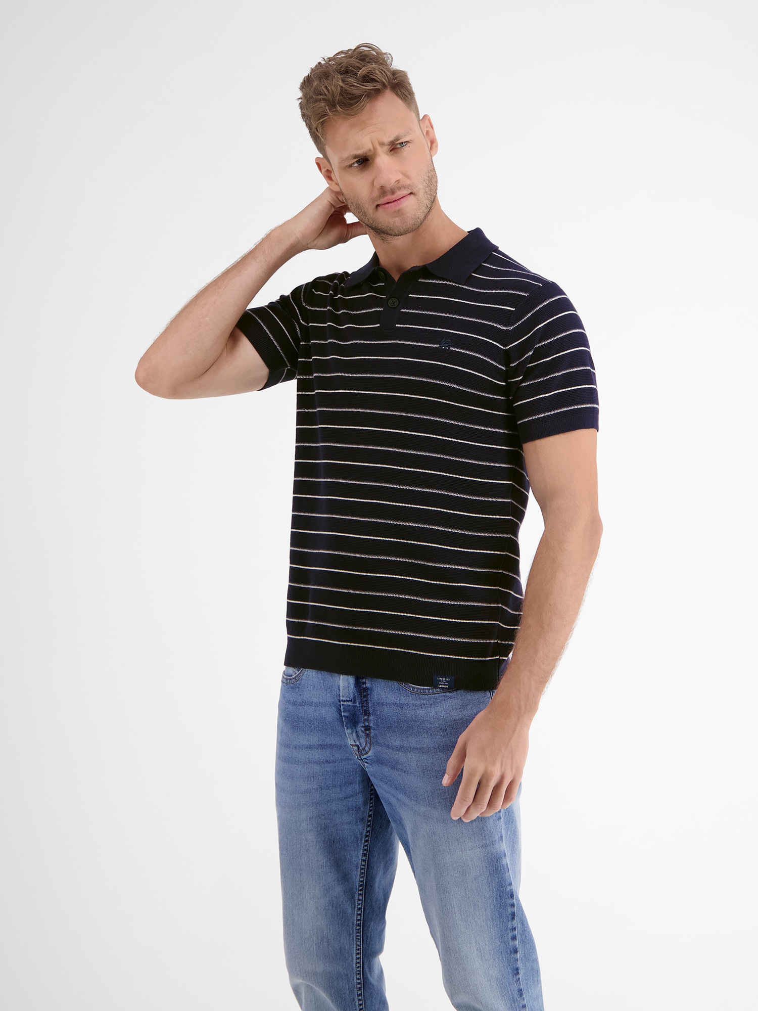 LERROS Poloshirt »LERROS Poloshirt in sommerlich-stylischer Strickoptik«
