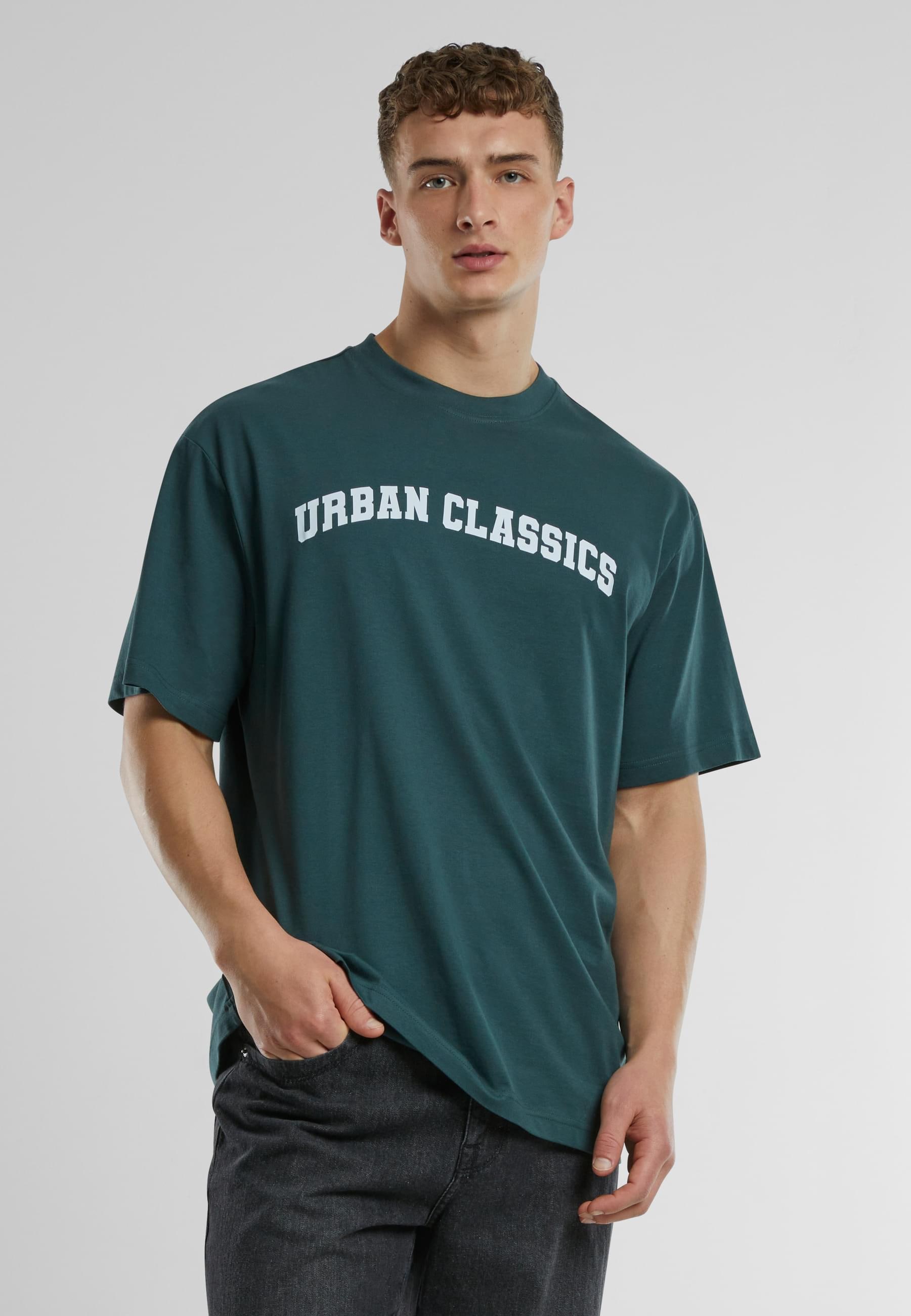 URBAN CLASSICS T-Shirt »Urban Classics UC College Logo Tall Tee«, (1 tlg.)