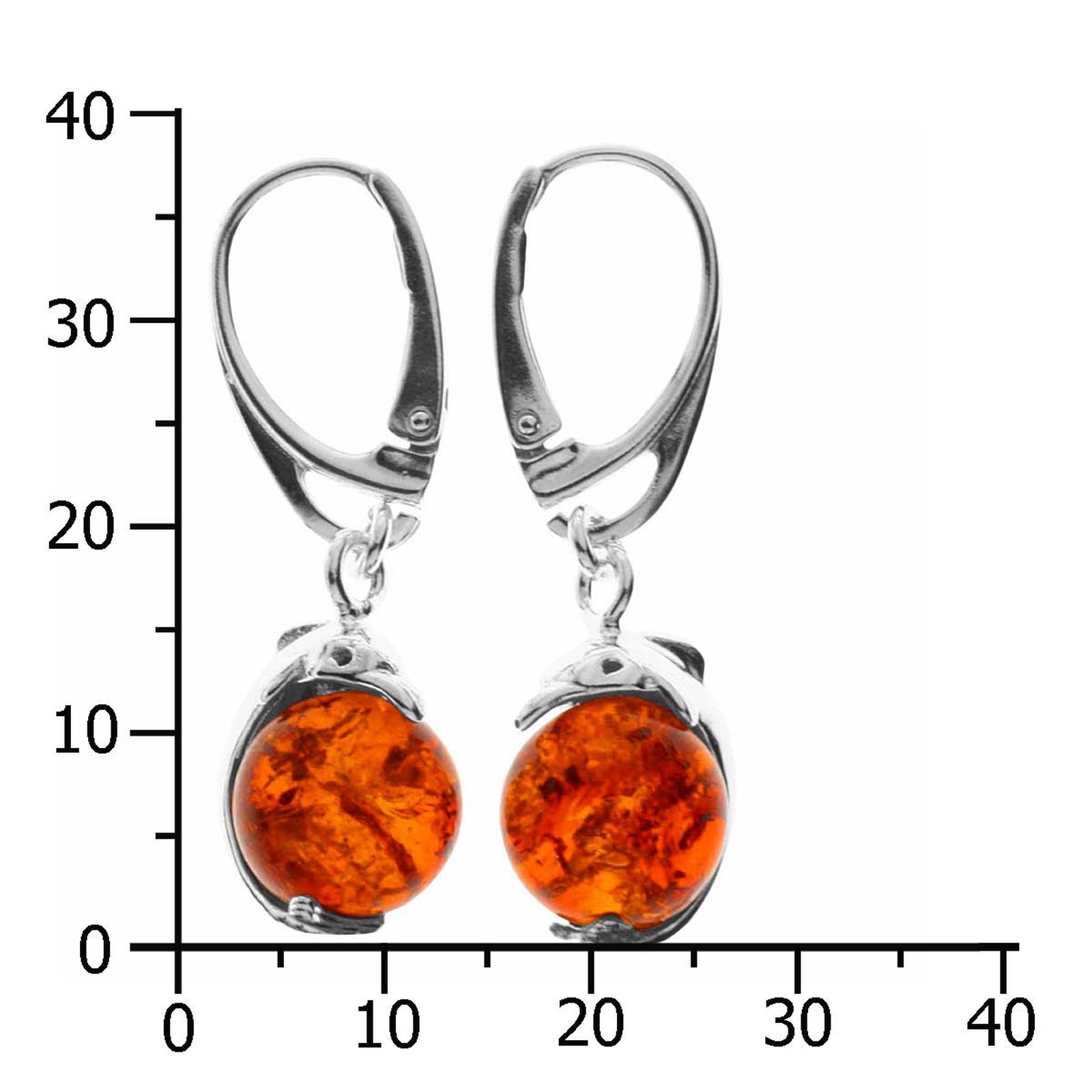 Ostsee-Schmuck Delphin Earrings Silver 925 Amber Size 37 2