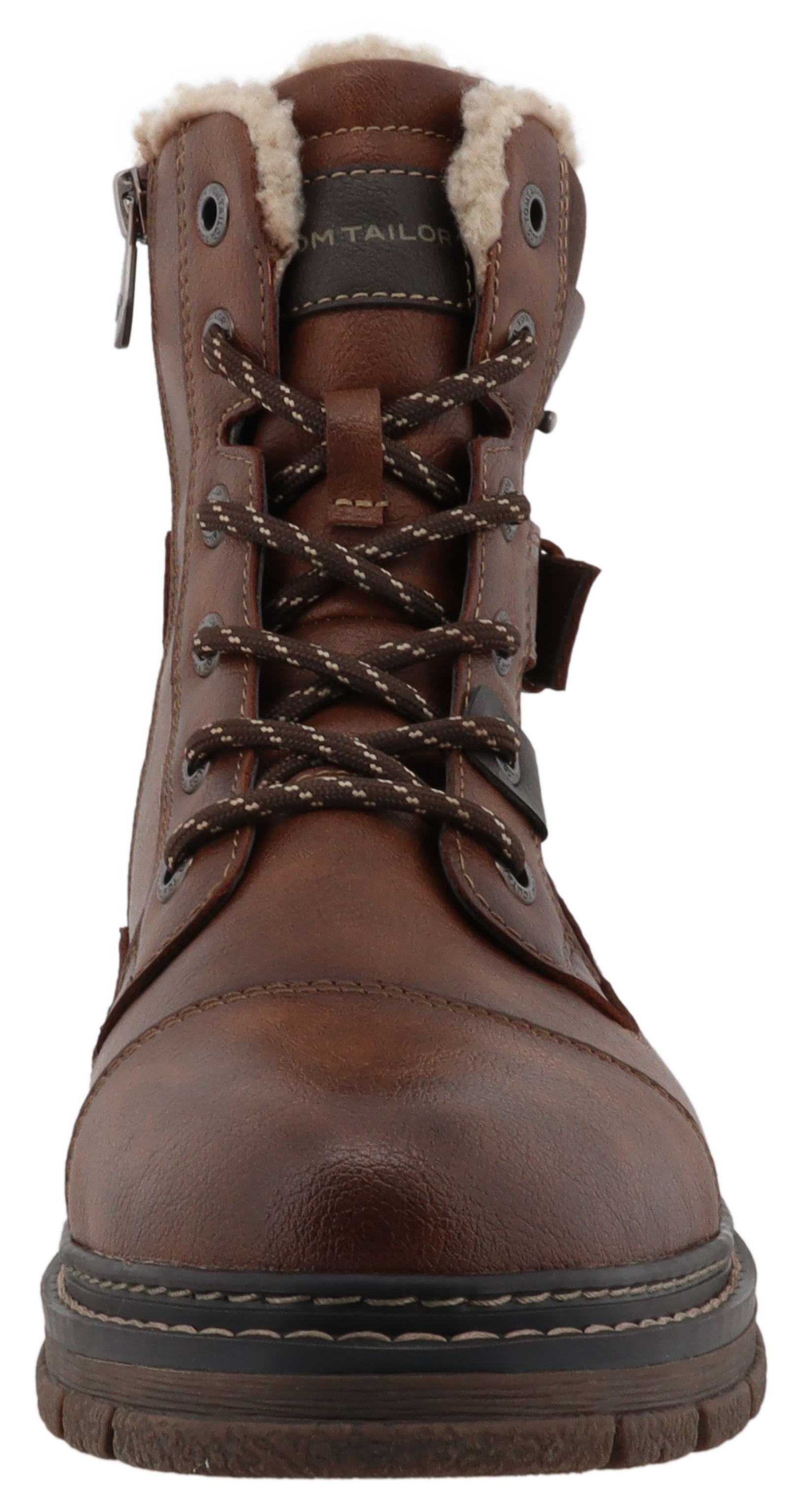 Schnürstiefelette TOM TAILOR "Tom Tailor Stiefelette Lederimitat", Herren, Gr. 44, braun, Lederimitat, Schuhe Schnürstiefelette 3