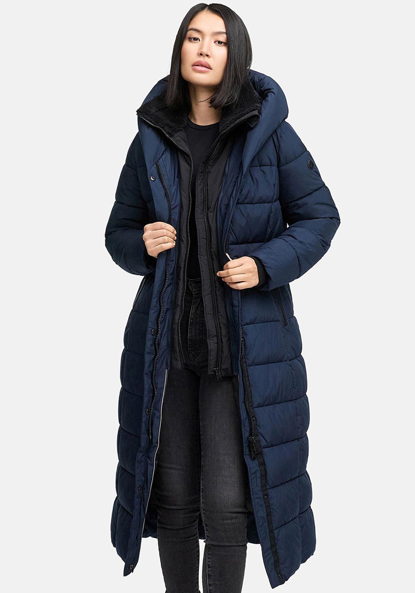 Marikoo Winterjacke "Pakoraa" extra langer Winter Mantel mit abnehmbaren Innenteil