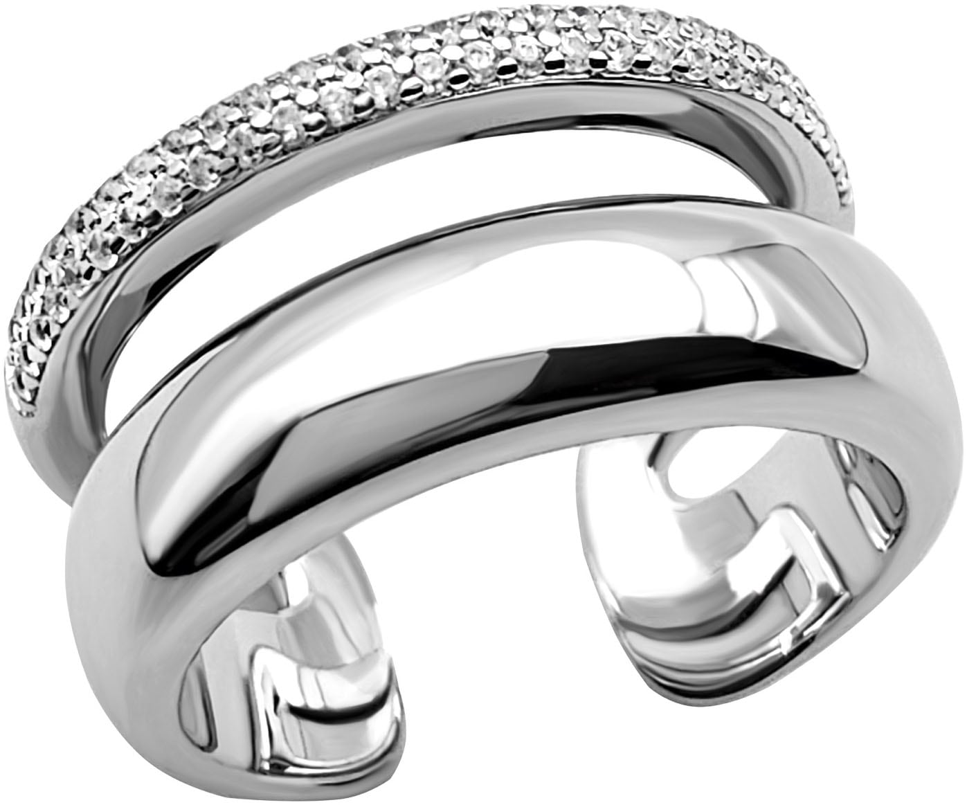 Fingerring »Schmuck Geschenk Silber 925 Damenring Ring 2-reihige Optik«, mit Zirkonia...