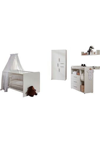 Babyzimmer-Komplettset »Lea«, (Set, 4 St., Bett, Wickelkommode, Schrank, Wandboard)