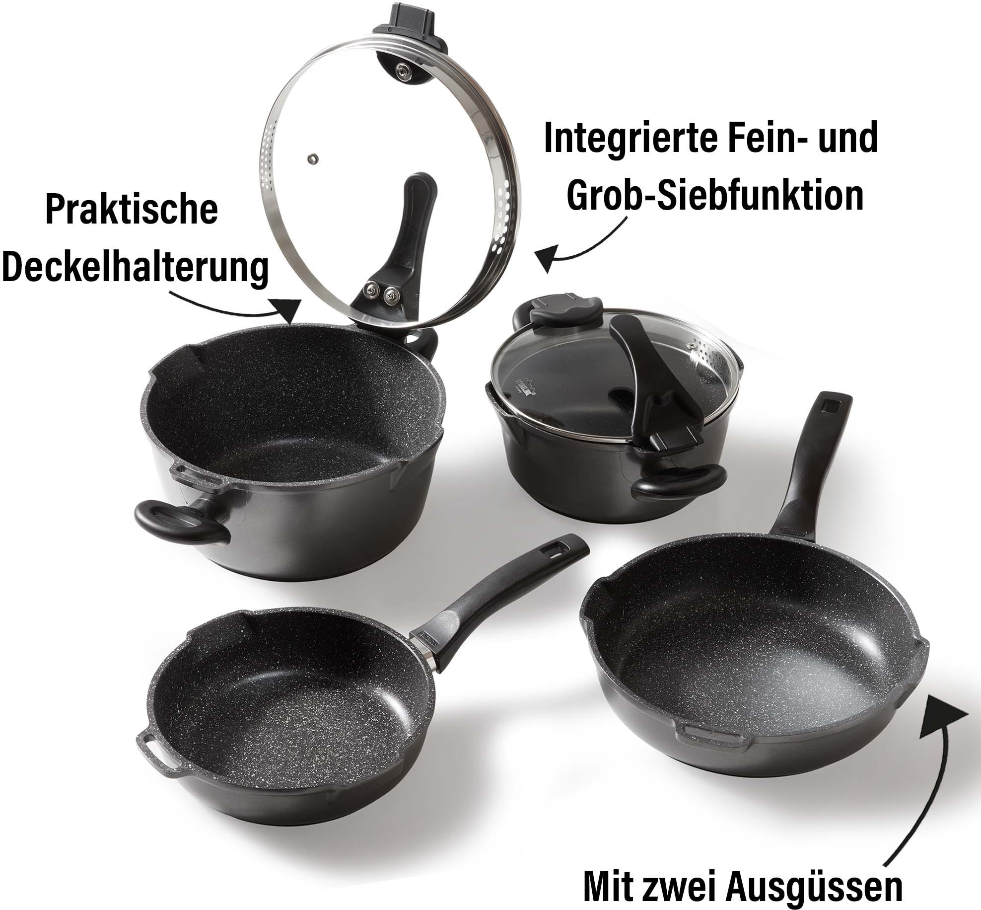 STONELINE Topf-Set "Future" Set, Kochtopf 20/24, Stieltopf 18 cm, Schmorpfa günstig online kaufen
