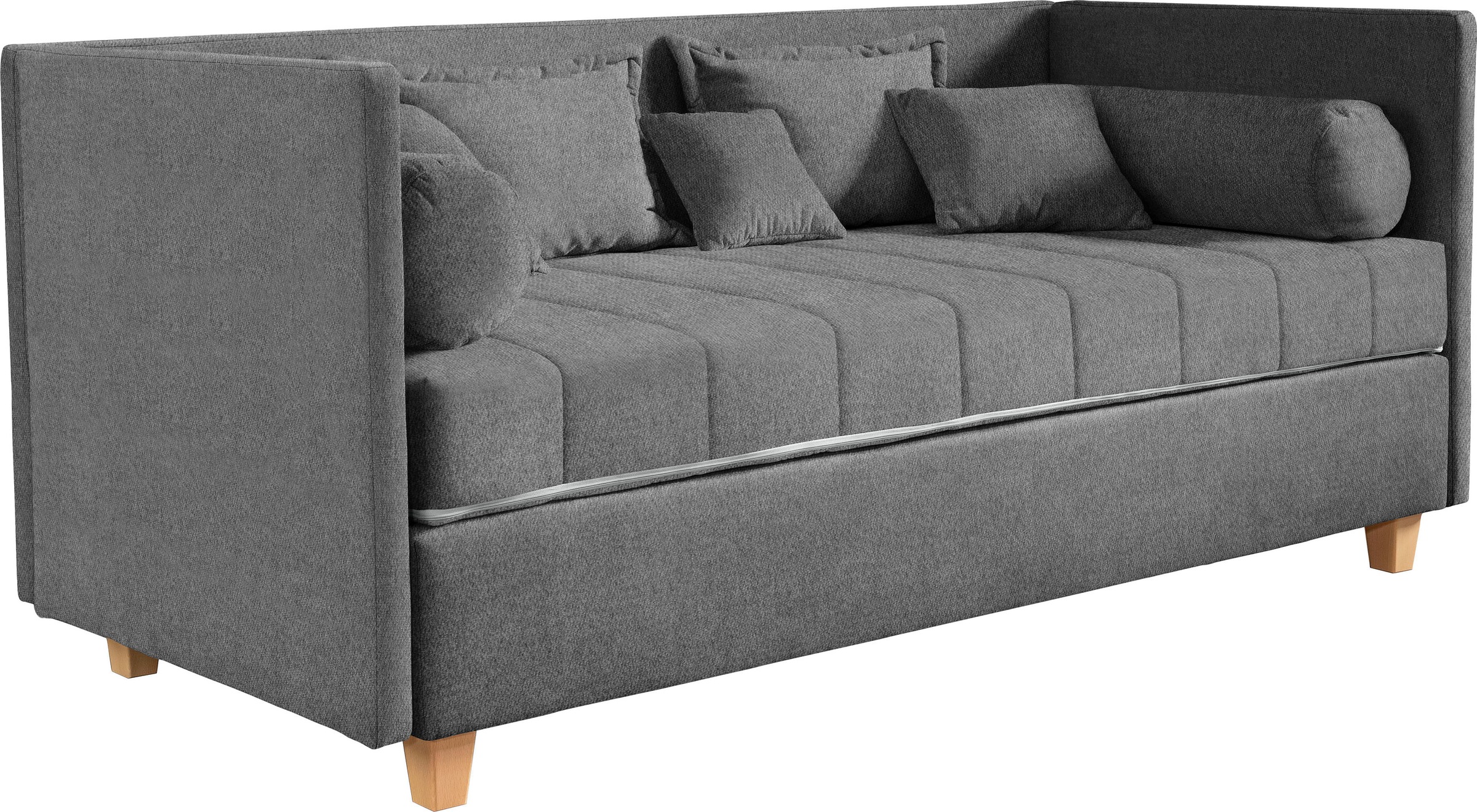 alina Schlafsofa »Kona«, 7-Zonen Taschenfederkernmatratze, Zierkissen-Set und Schlummerrollen