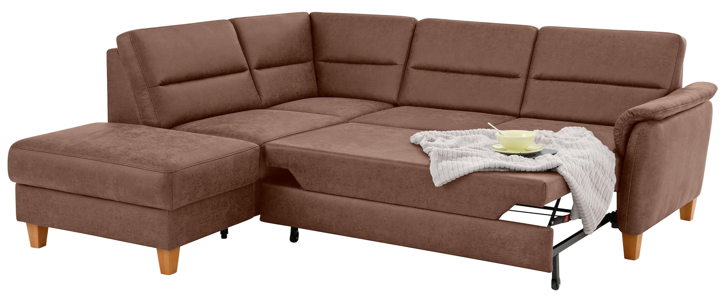 Home affaire Ecksofa »Palmera L-Form«, Federkern, wahlweise mit Bettfunktion und mit/ohne Stauraum