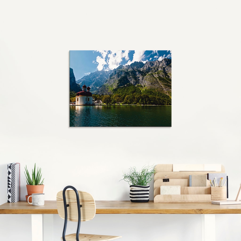 Artland Glasbild »St. Bartholomä Königssee I«, Berge, (1 St.)