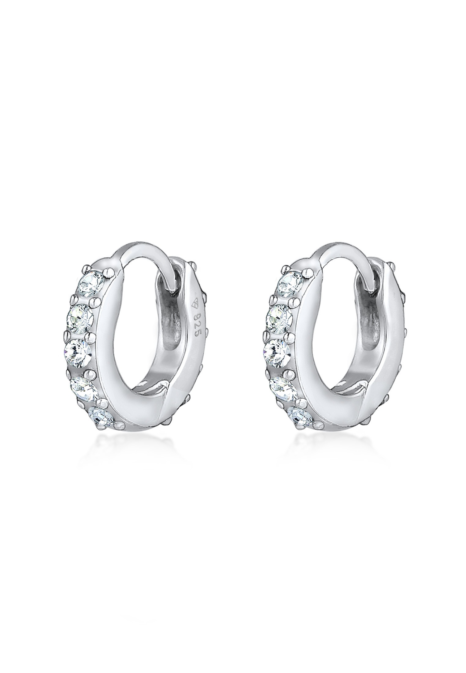 Elli Creolen Sparkling White 925 Silver Hoop Earrings Onesize