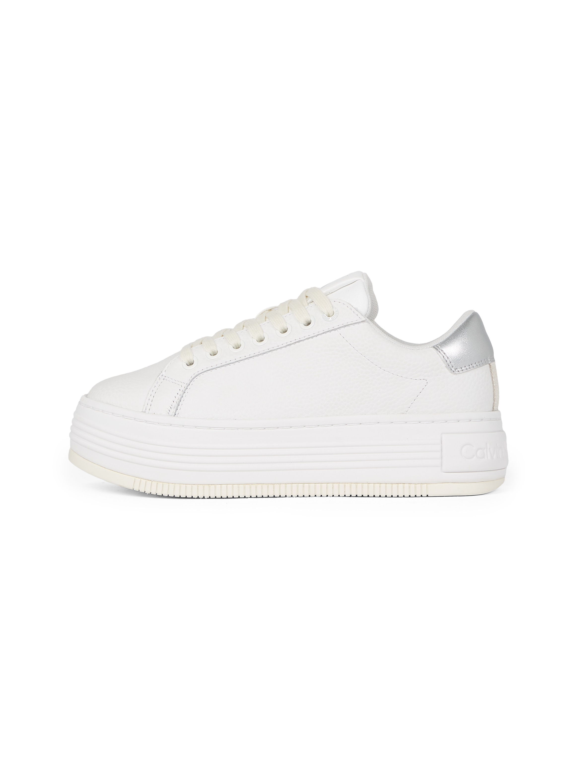 Calvin Klein Jeans Plateausneaker »BOLD FLATF LOW MIX OHB«, Schnürschuh, Halbschuh, Freizeitschuh mit Fersen-Kontrast